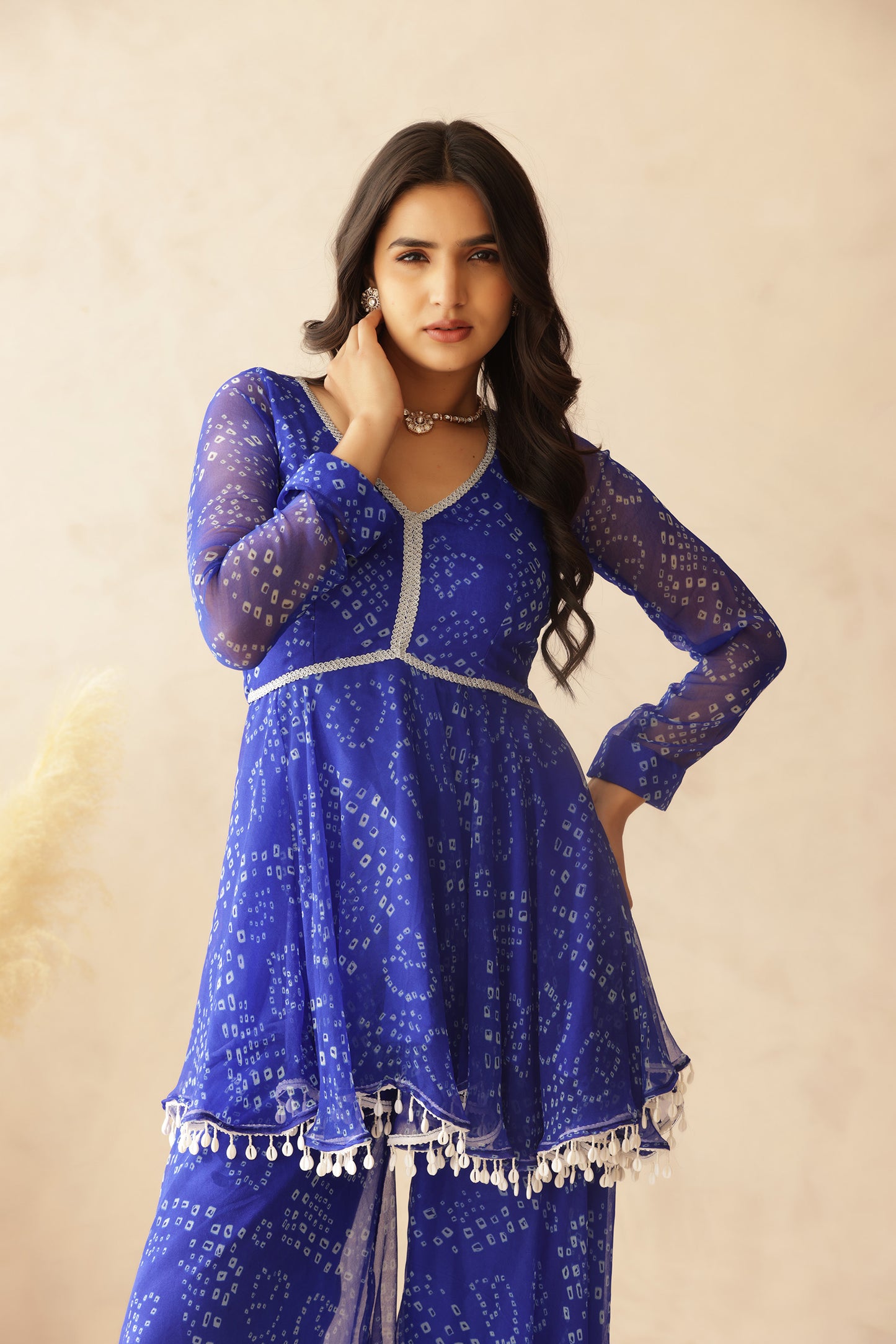 DHWANI BLUE SMALL BANDHEJ COORD SET