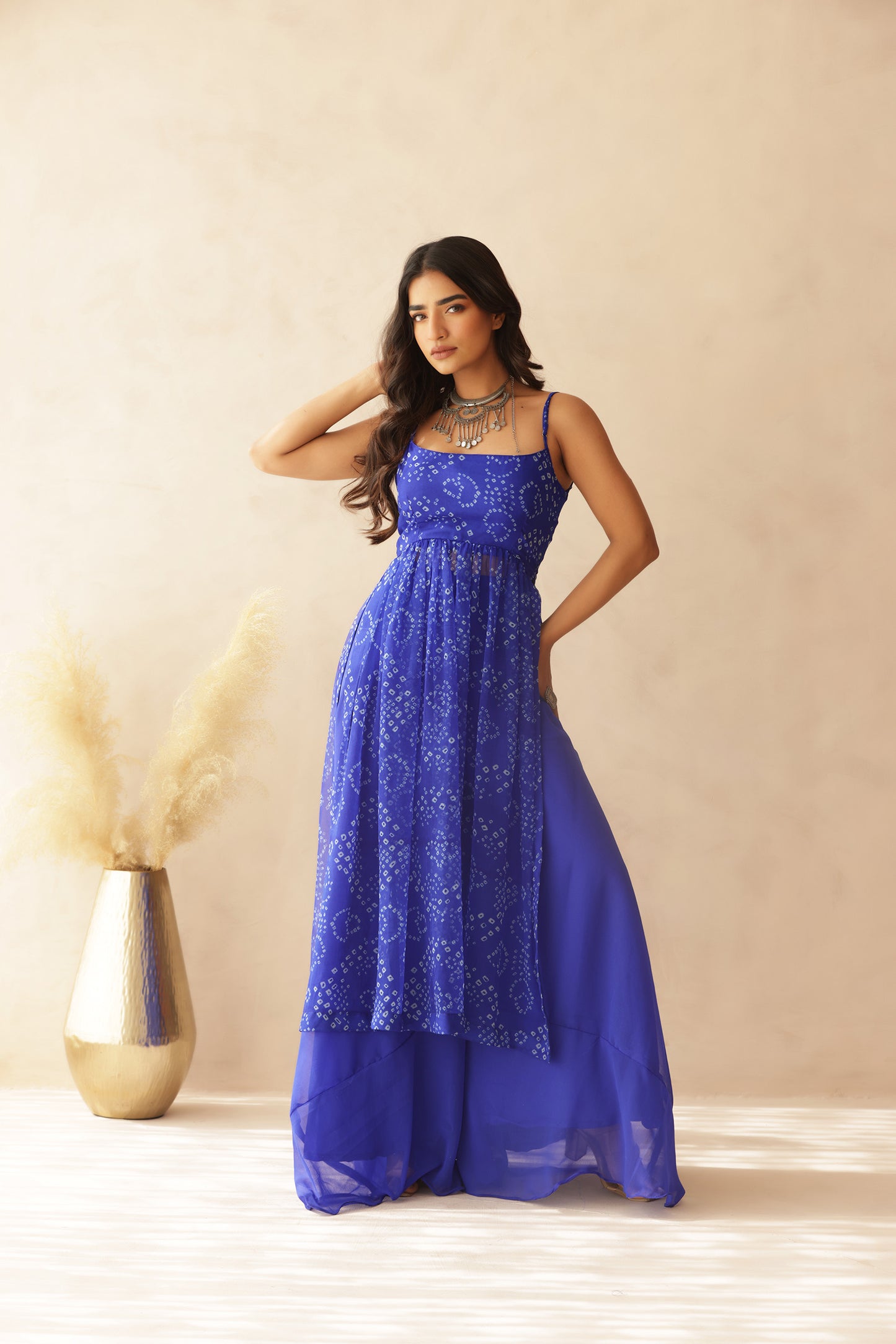 ADITI BLUE BANDHANI KURTA SET