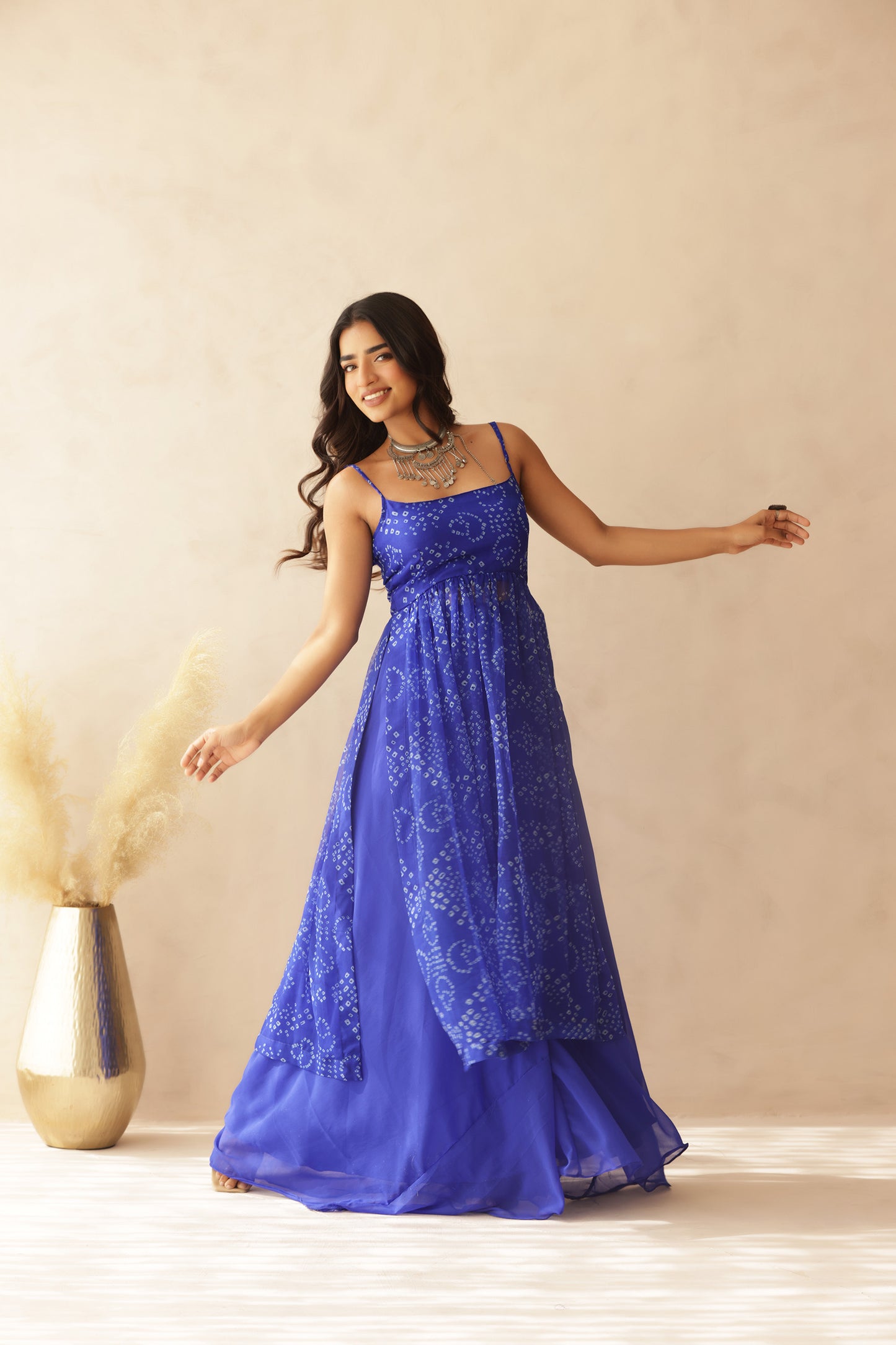 ADITI BLUE BANDHANI KURTA SET