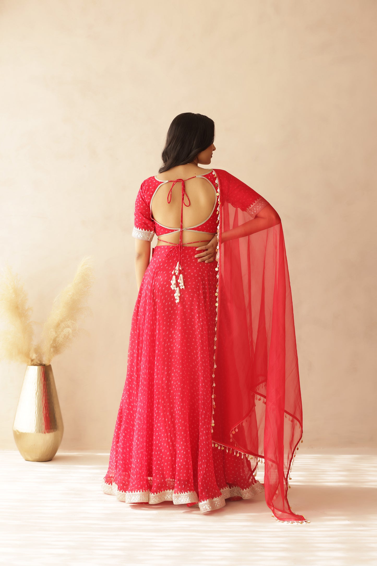 VAMIKA PINK BANDHEJ LEHENGA SET