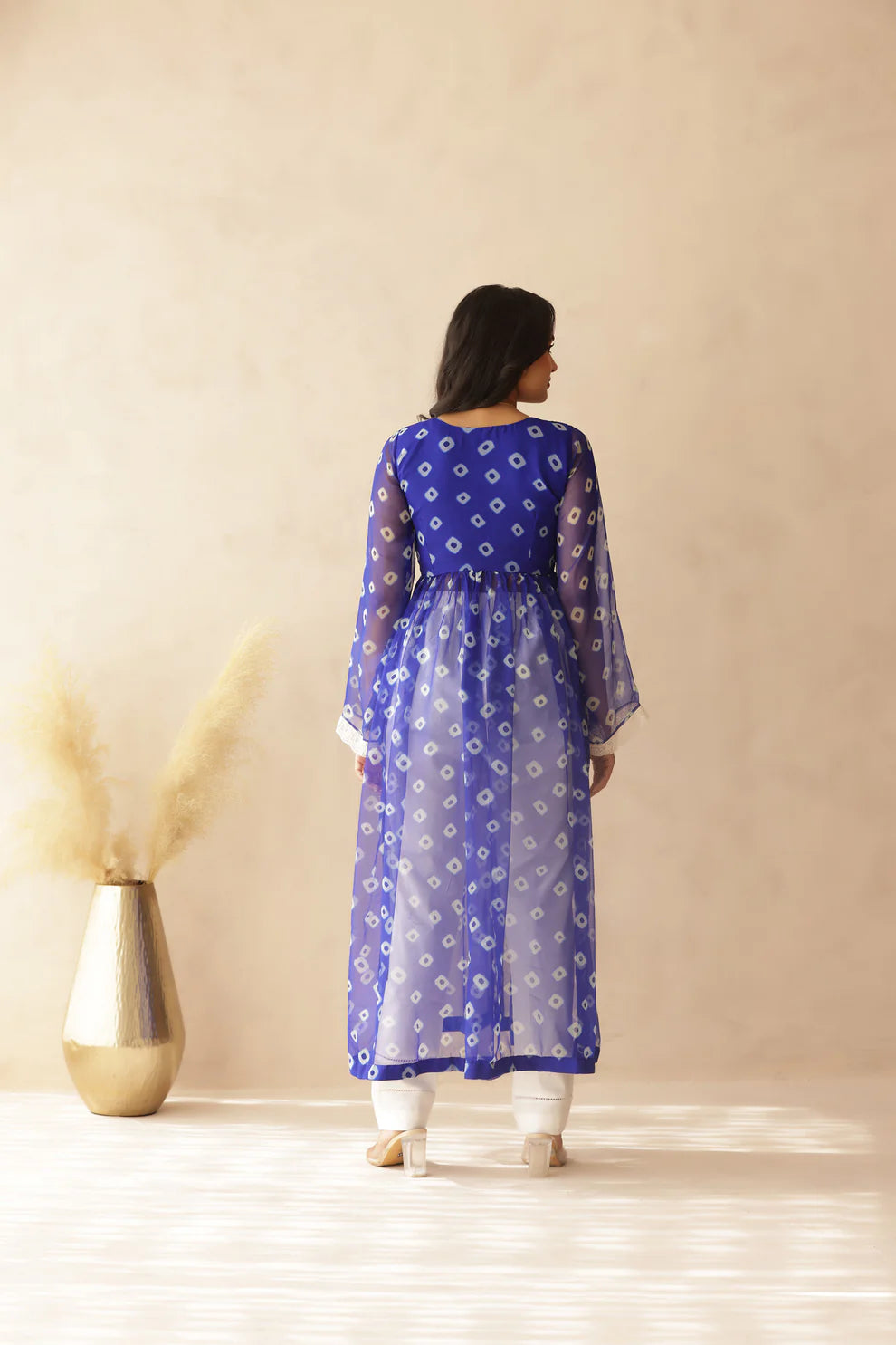 NAAVI PINK BANDHEJ KURTA SET