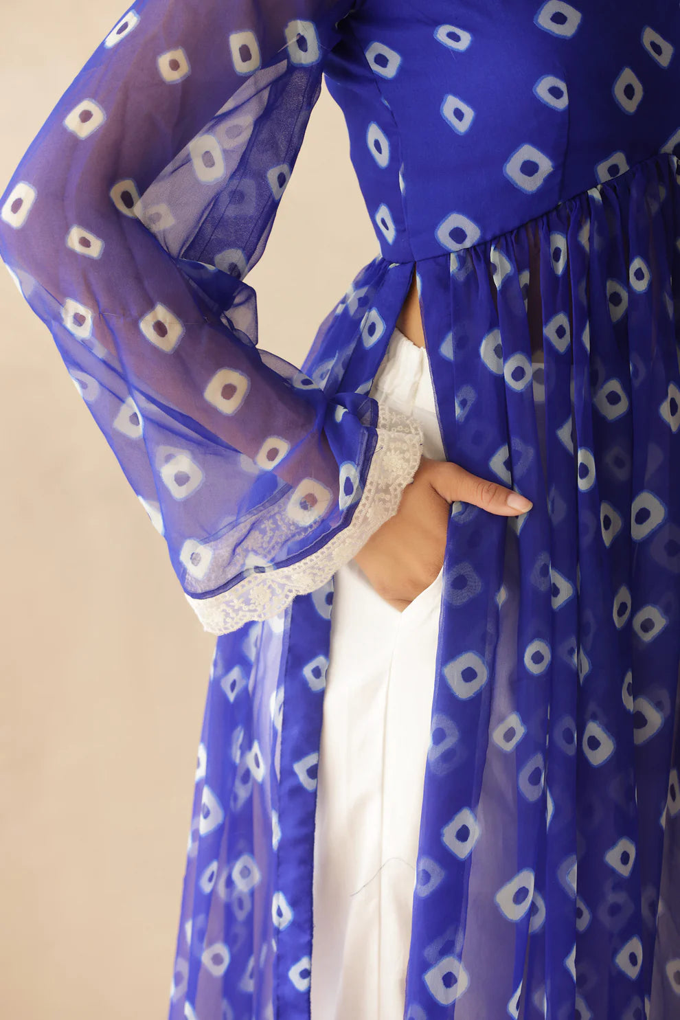 NAAVI PINK BANDHEJ KURTA SET