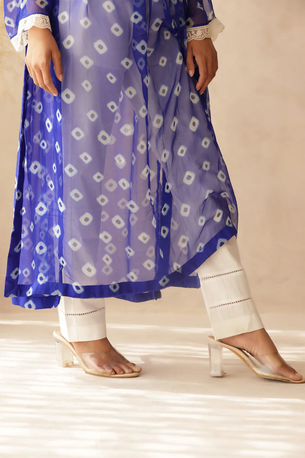 NAAVI PINK BANDHEJ KURTA SET