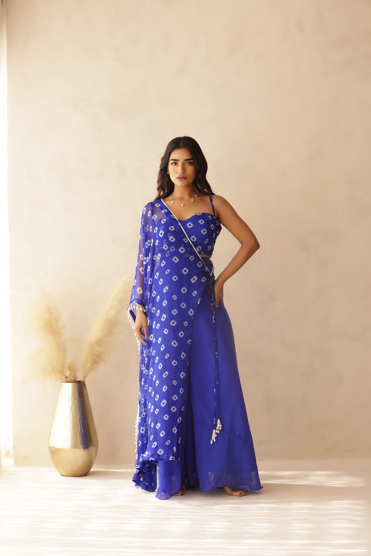 IMARA BLUE BANDHEJ FUSION SET
