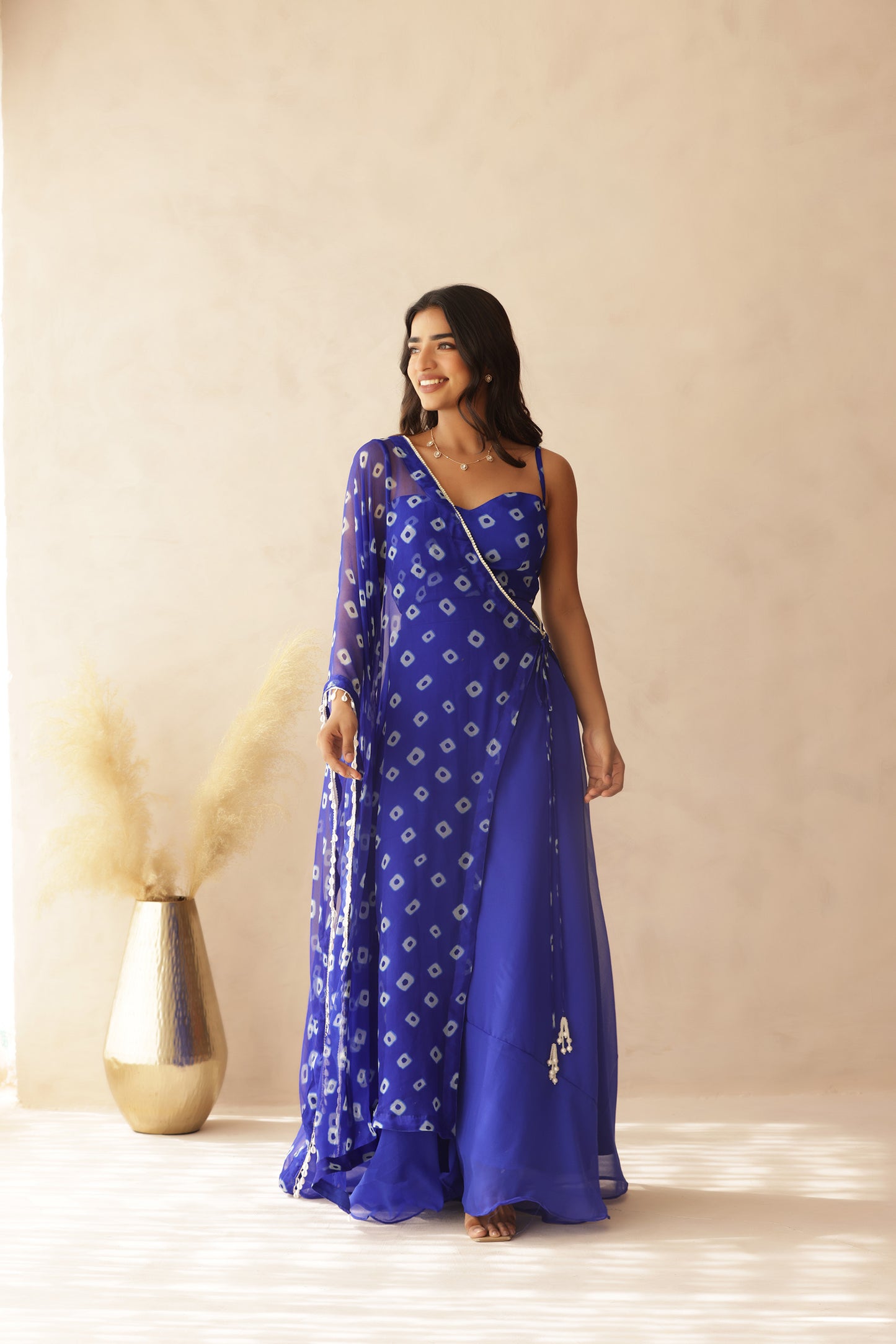 IMARA BLUE BANDHEJ FUSION SET
