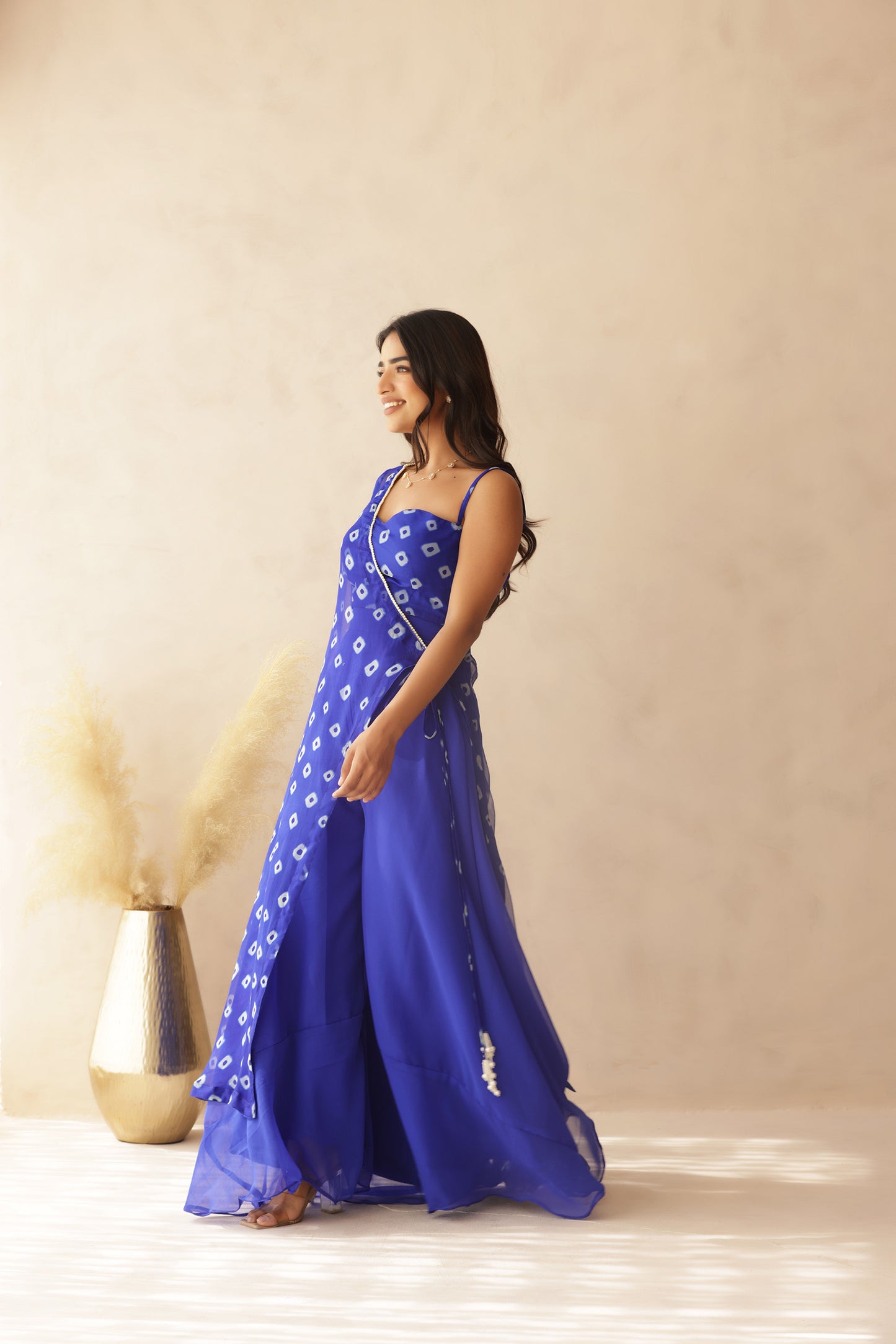 IMARA BLUE BANDHEJ FUSION SET