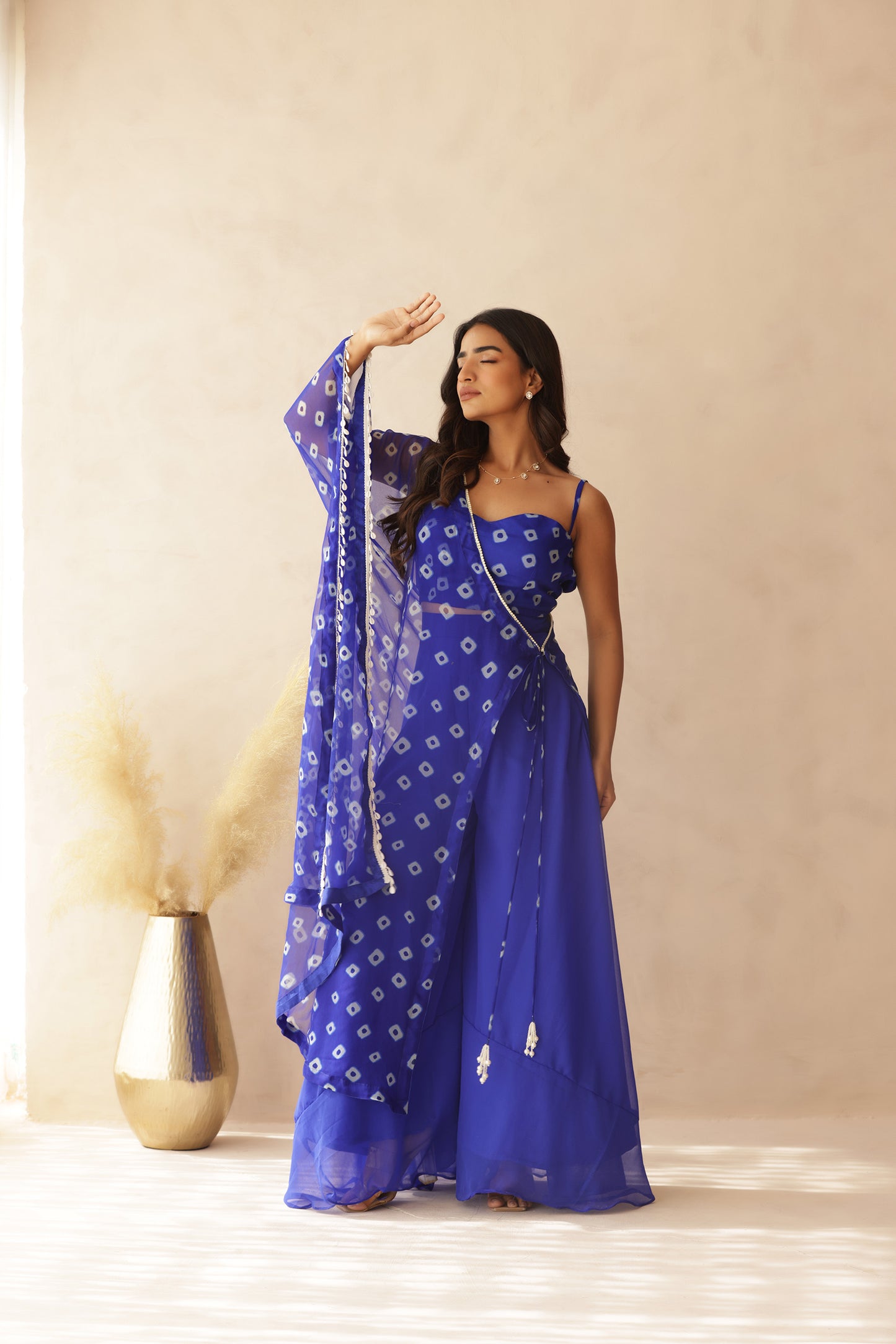 IMARA BLUE BANDHEJ FUSION SET