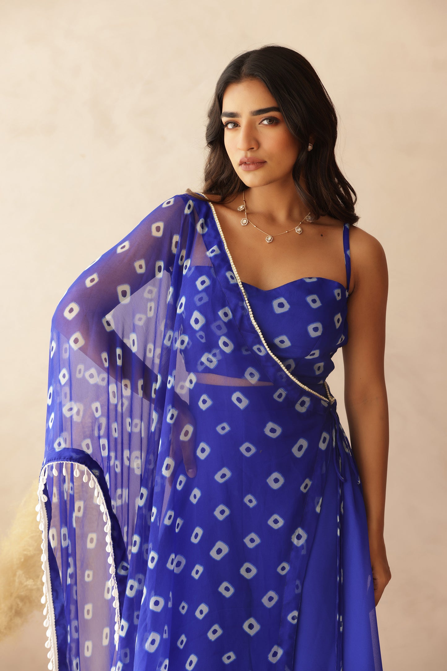 IMARA BLUE BANDHEJ FUSION SET