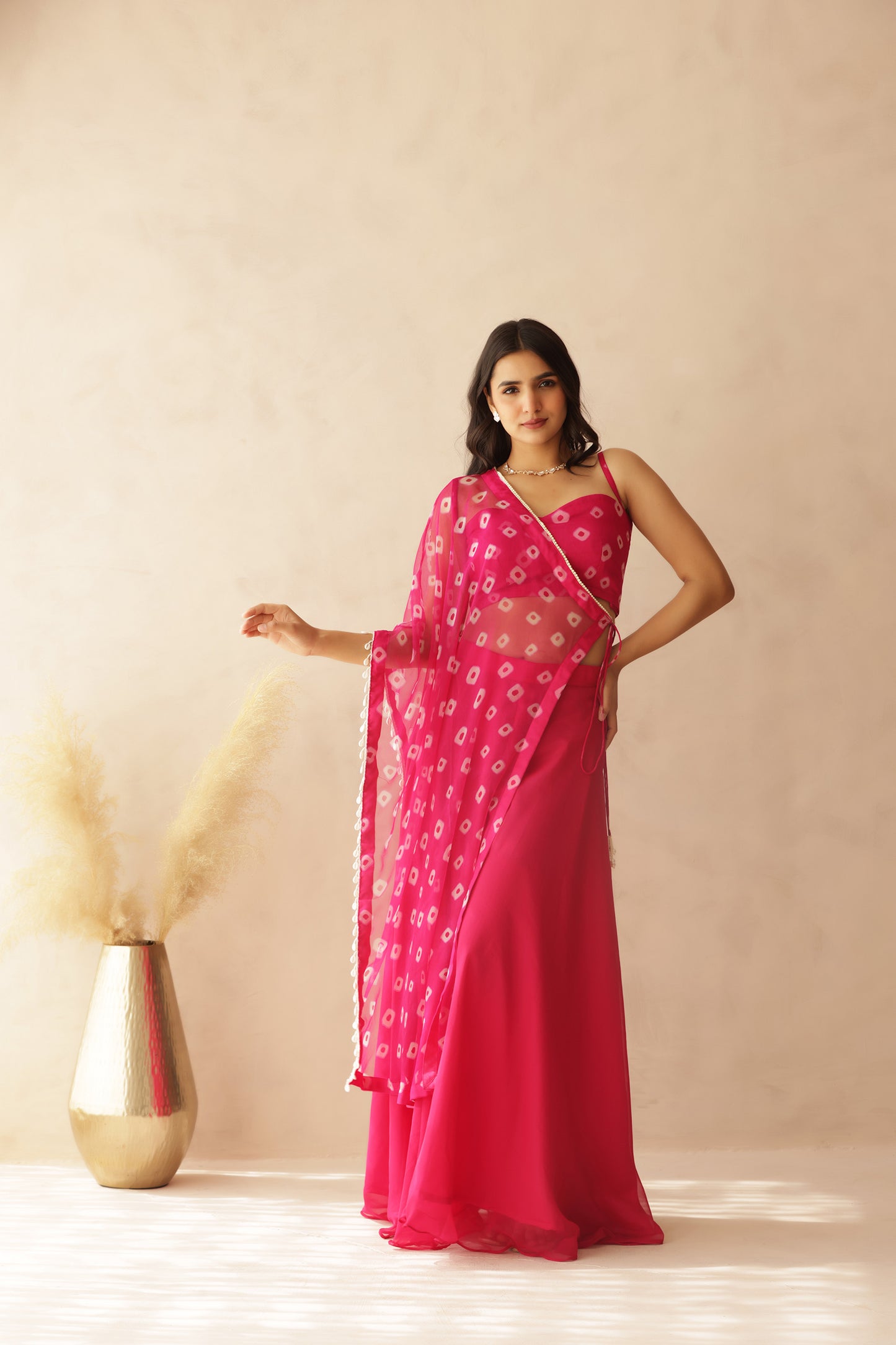 IMARA BLUE BANDHEJ FUSION SET