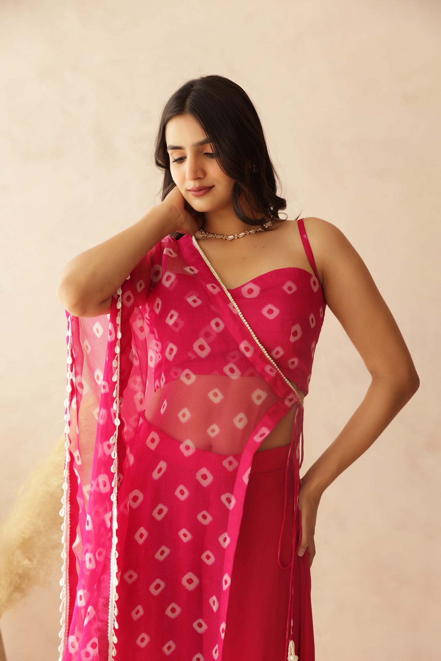 IMARA BLUE BANDHEJ FUSION SET