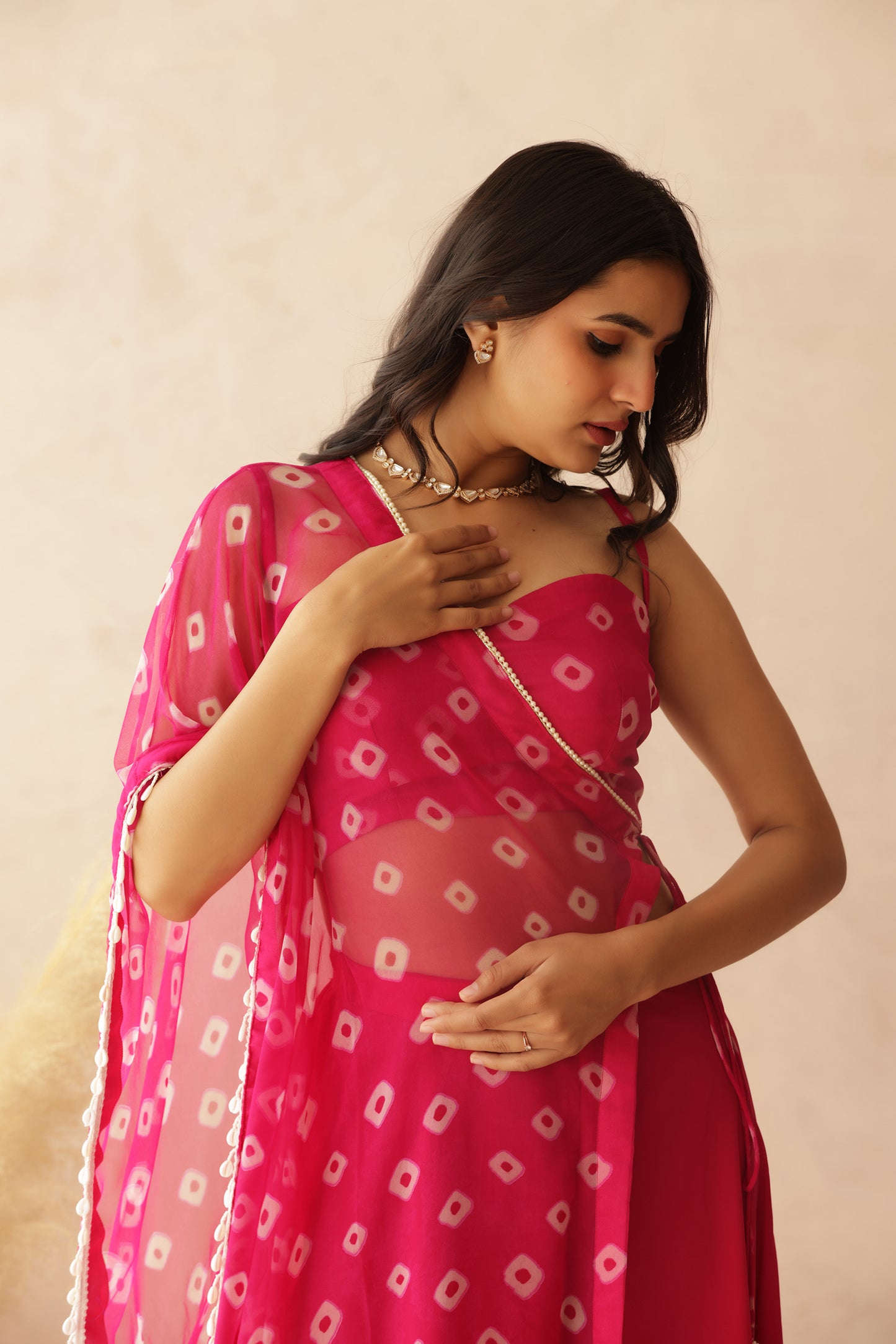 IMARA BLUE BANDHEJ FUSION SET