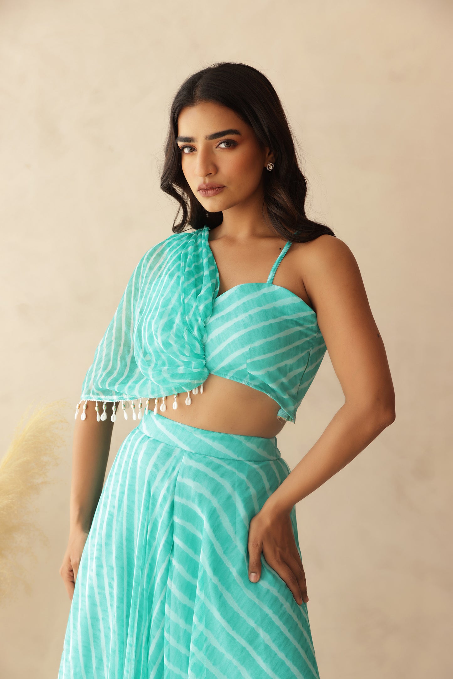 TASHI C GREEN LEHERIYA COORD