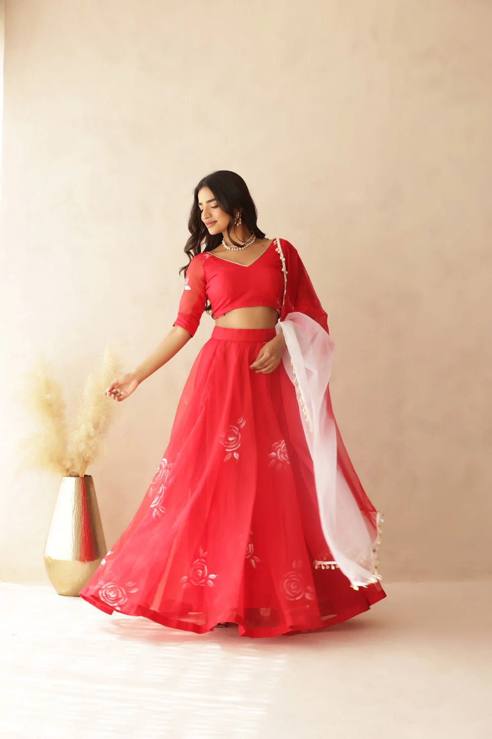 HIRAL YELLOW HANDPAINTED LEHENGA