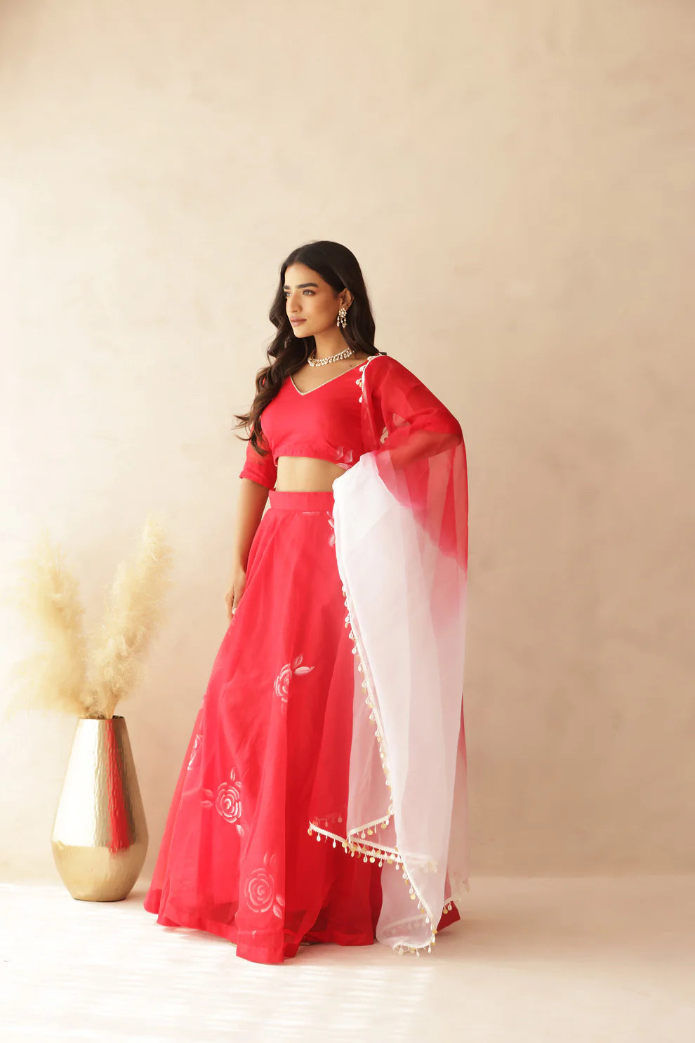 HIRAL YELLOW HANDPAINTED LEHENGA