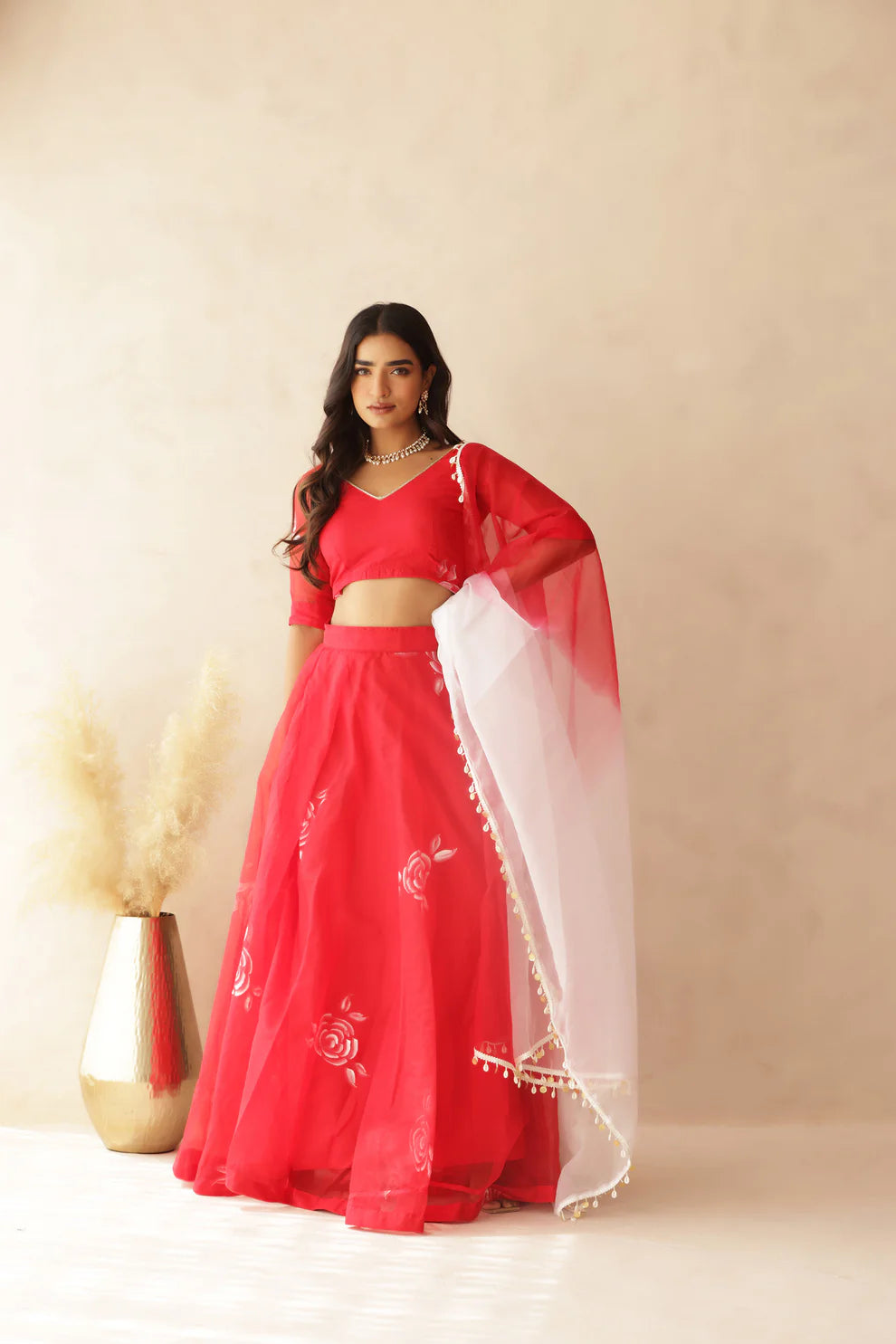 HIRAL YELLOW HANDPAINTED LEHENGA