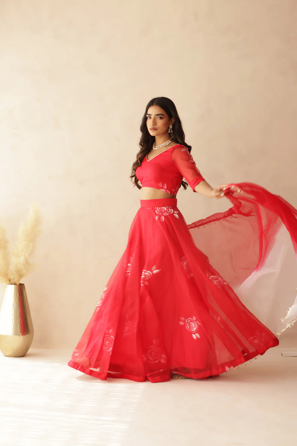 HIRAL YELLOW HANDPAINTED LEHENGA