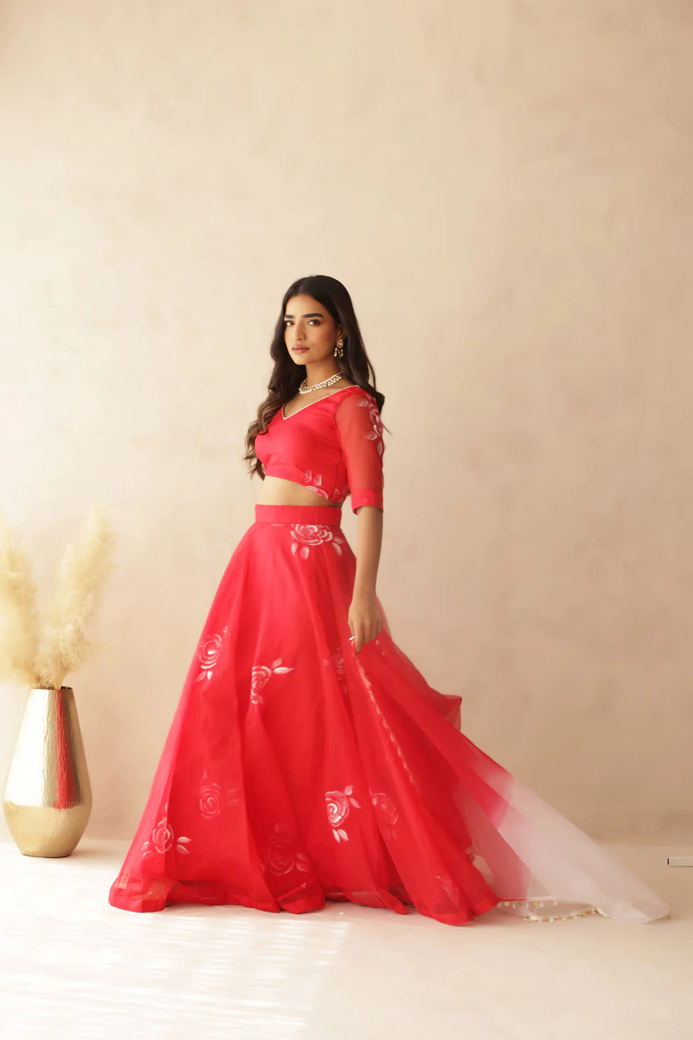 HIRAL YELLOW HANDPAINTED LEHENGA
