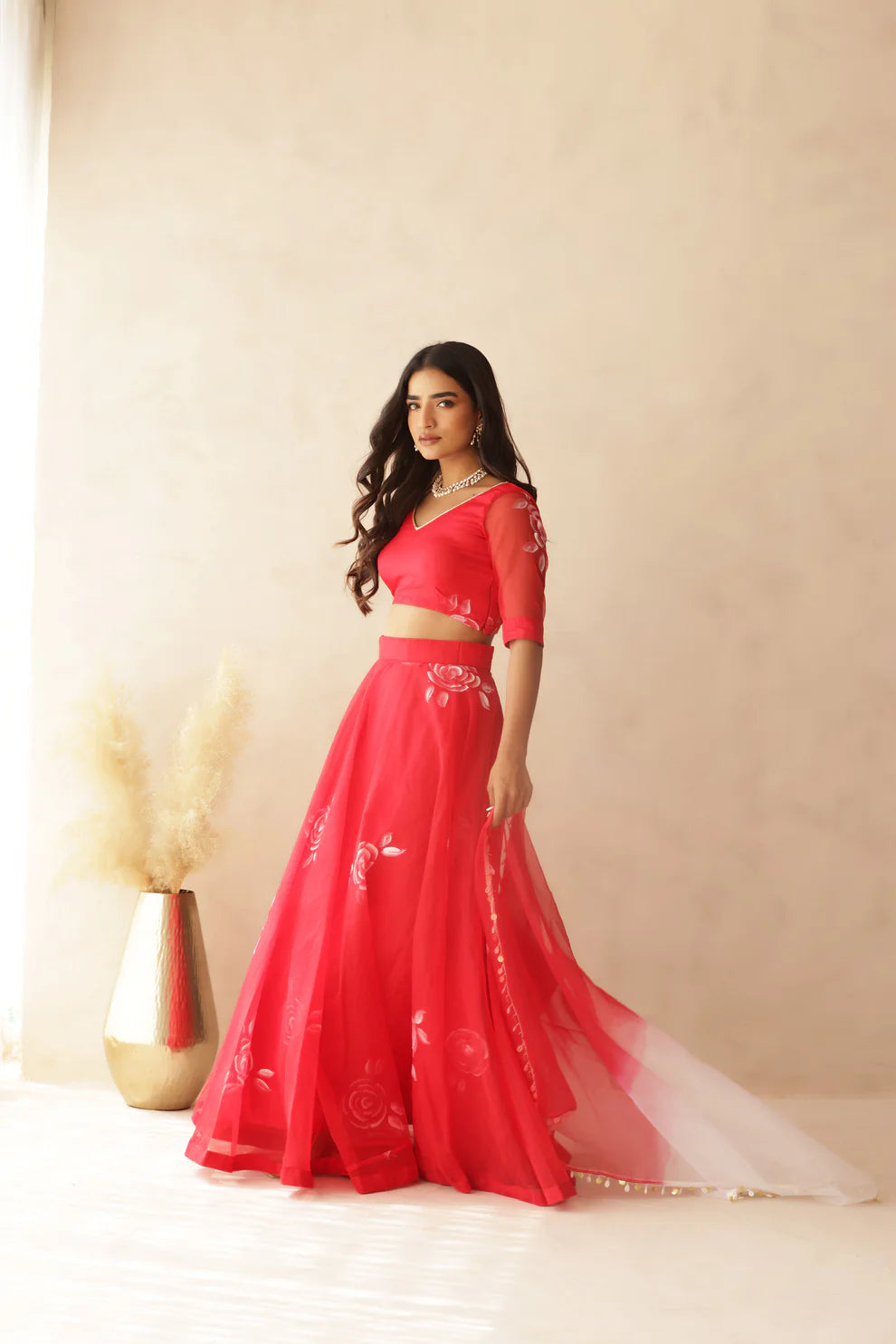 HIRAL YELLOW HANDPAINTED LEHENGA