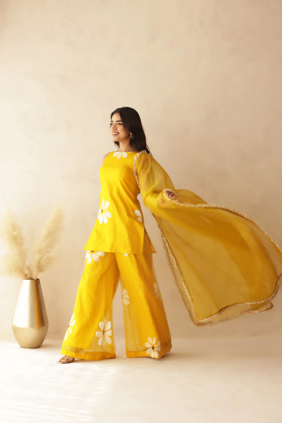 HEER RED HANDPAINTED SHARARA SET