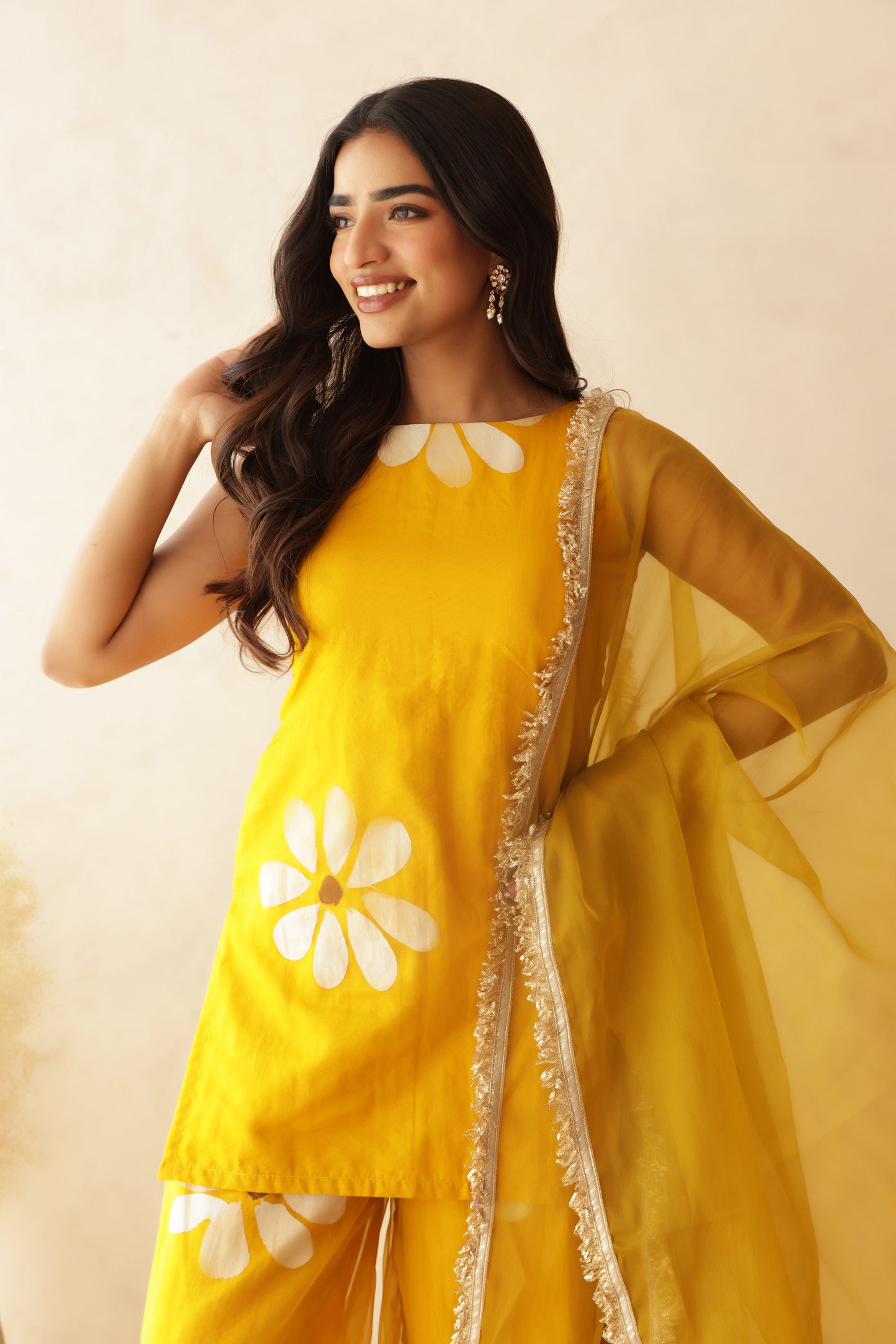 ANURA YELLOW HANDPAINTED PALAZZO SET