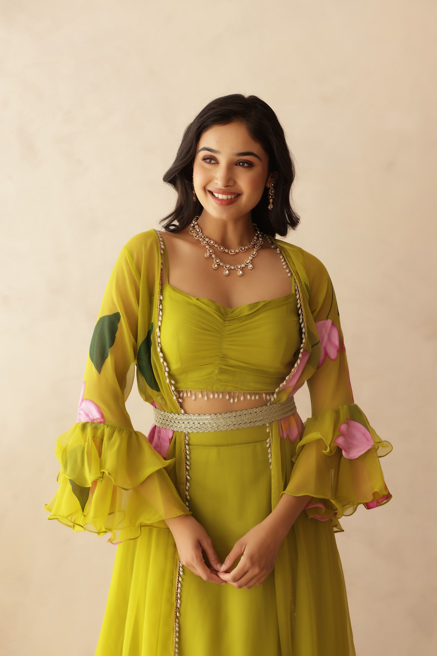 DIVA GREEN HANDPAINTED SHRUG SET