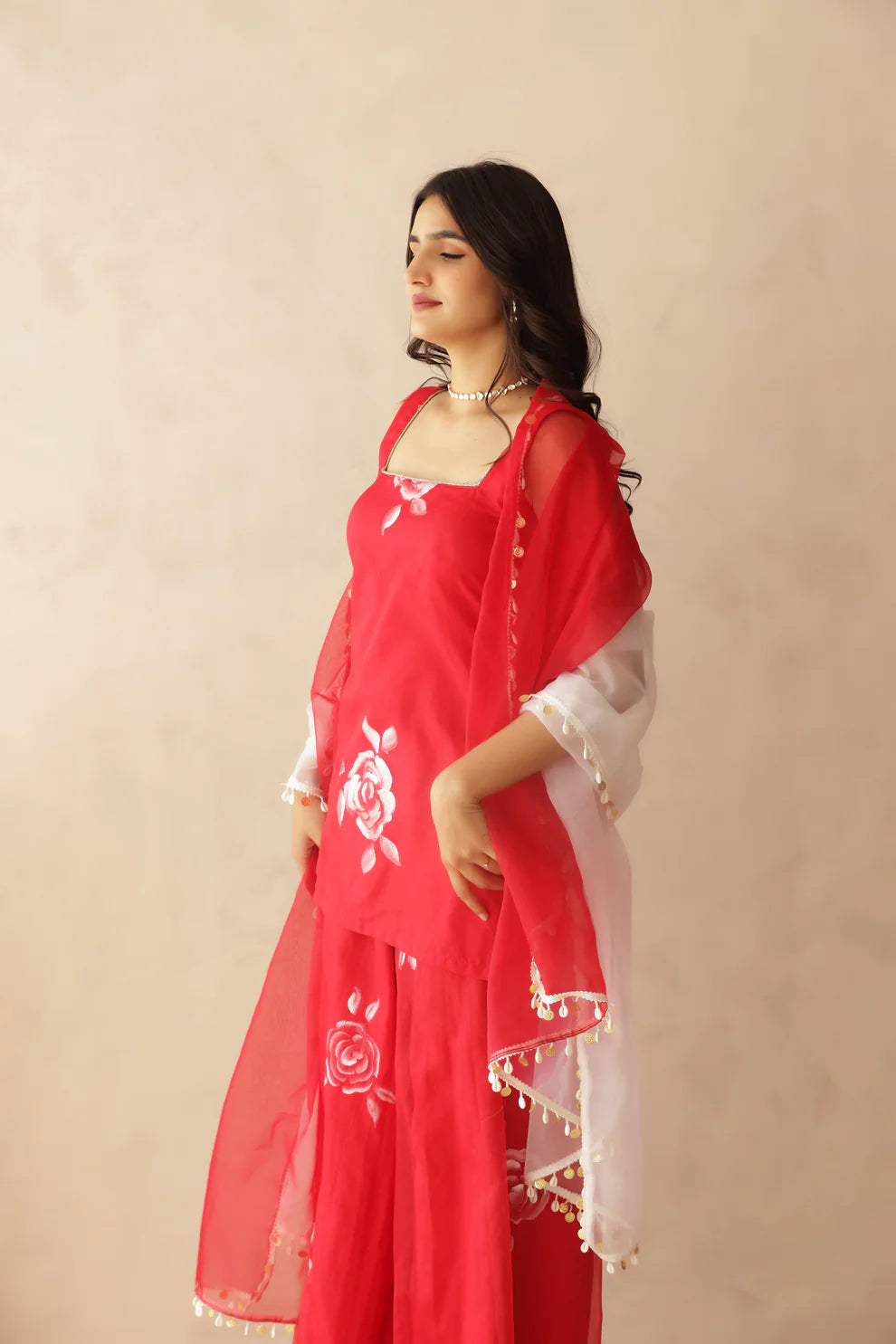 ANURA YELLOW HANDPAINTED SHARARA SET