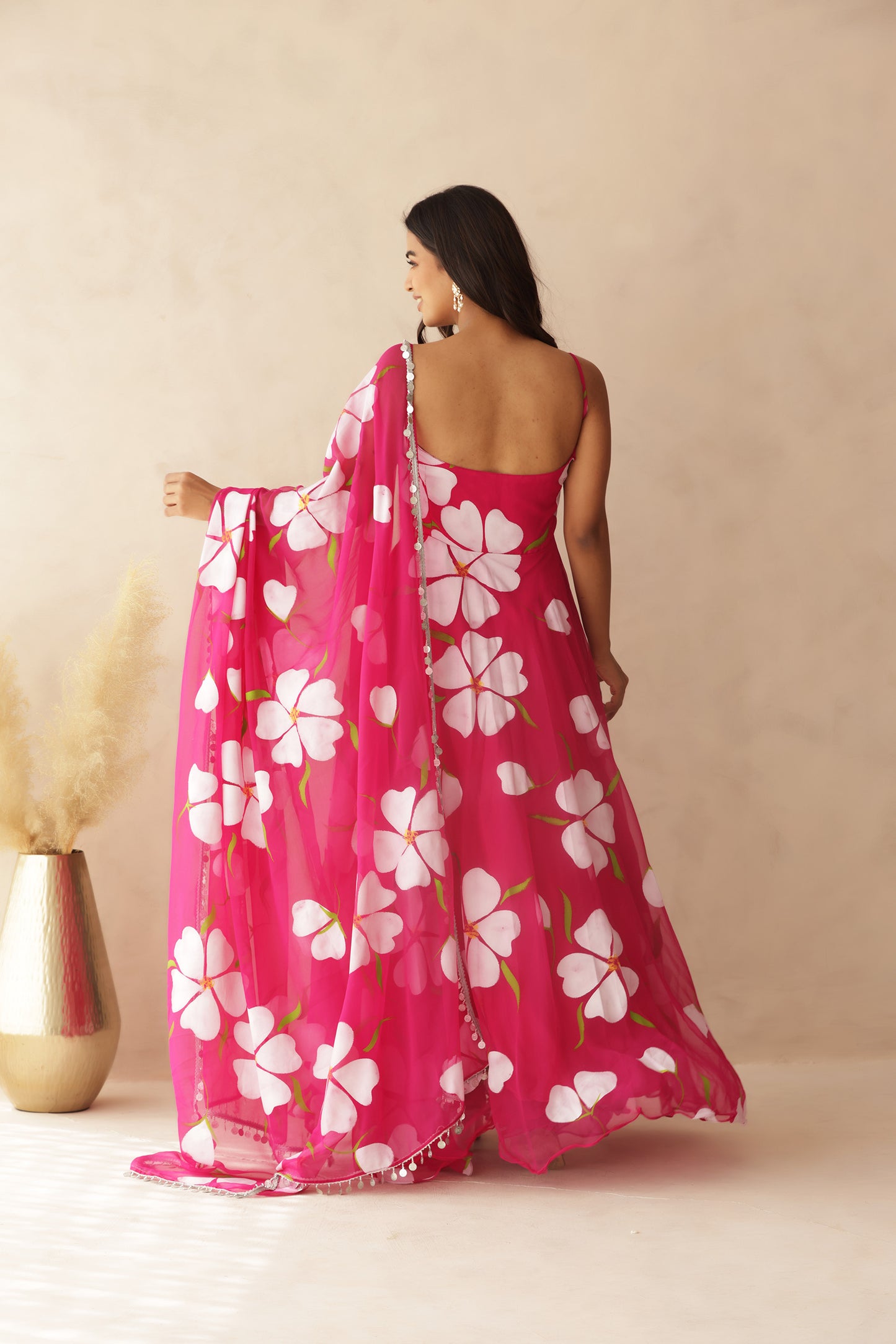 NAHAR PINK HANDPAINTED ANARKALI