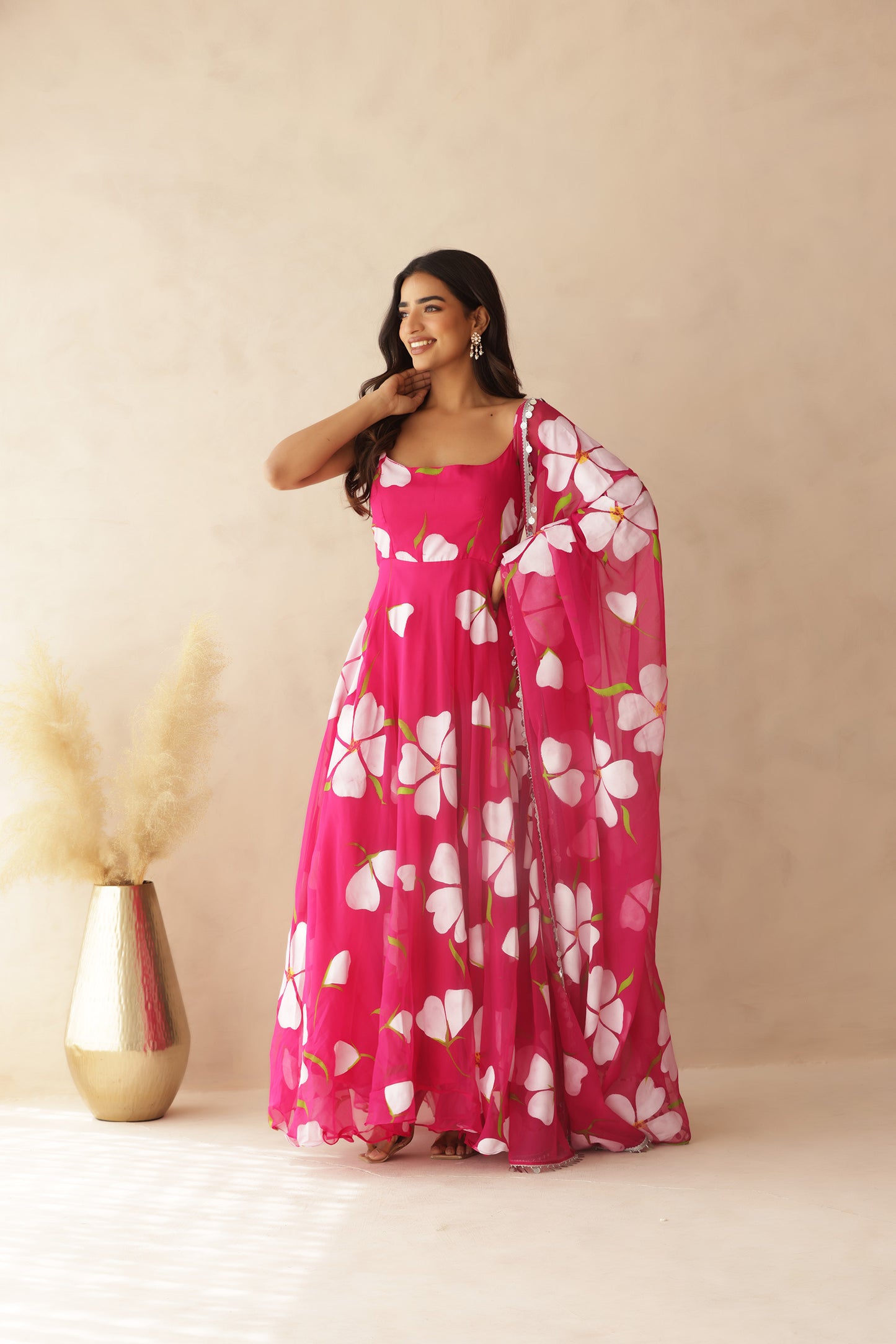NAHAR PINK HANDPAINTED ANARKALI