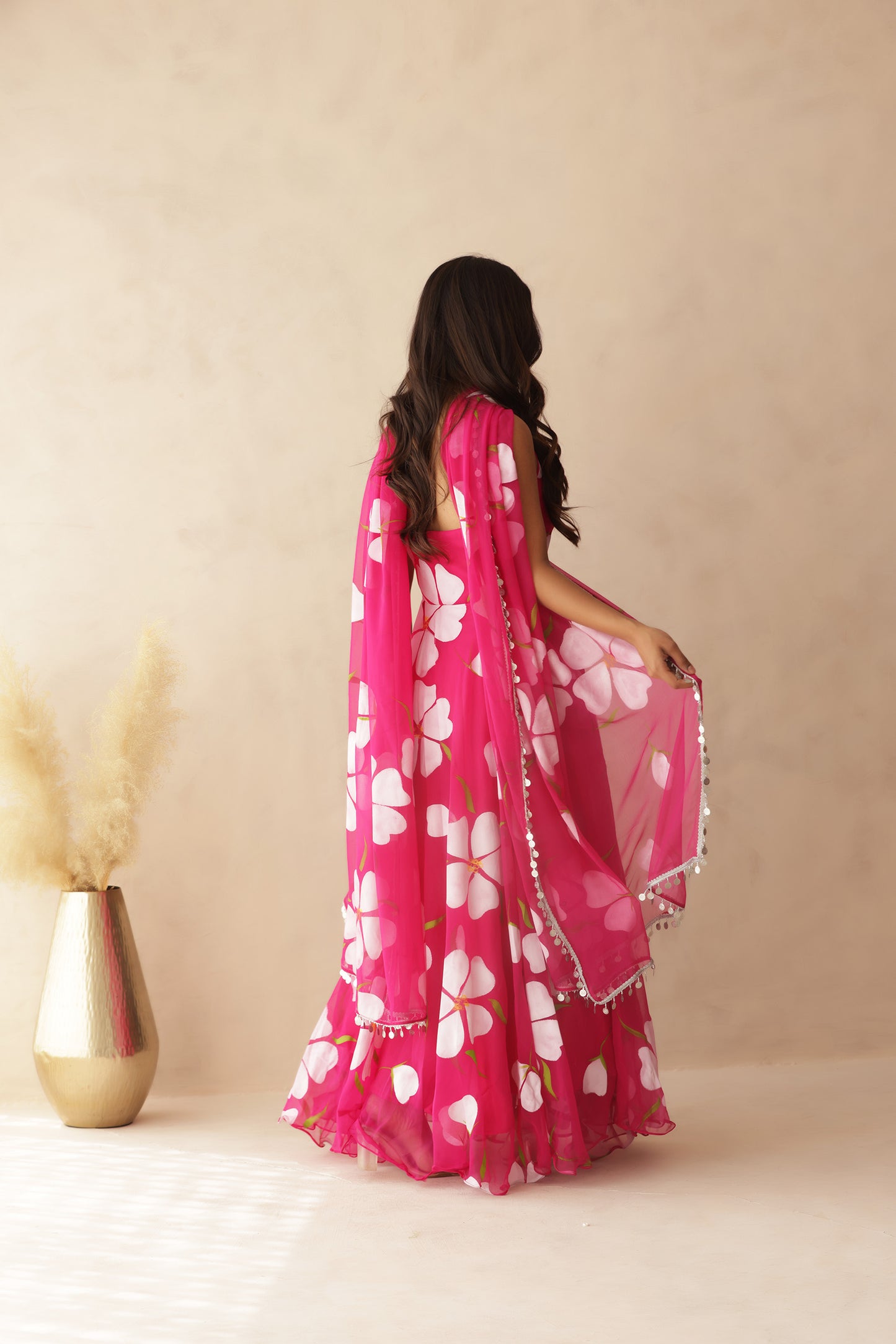 NAHAR PINK HANDPAINTED ANARKALI