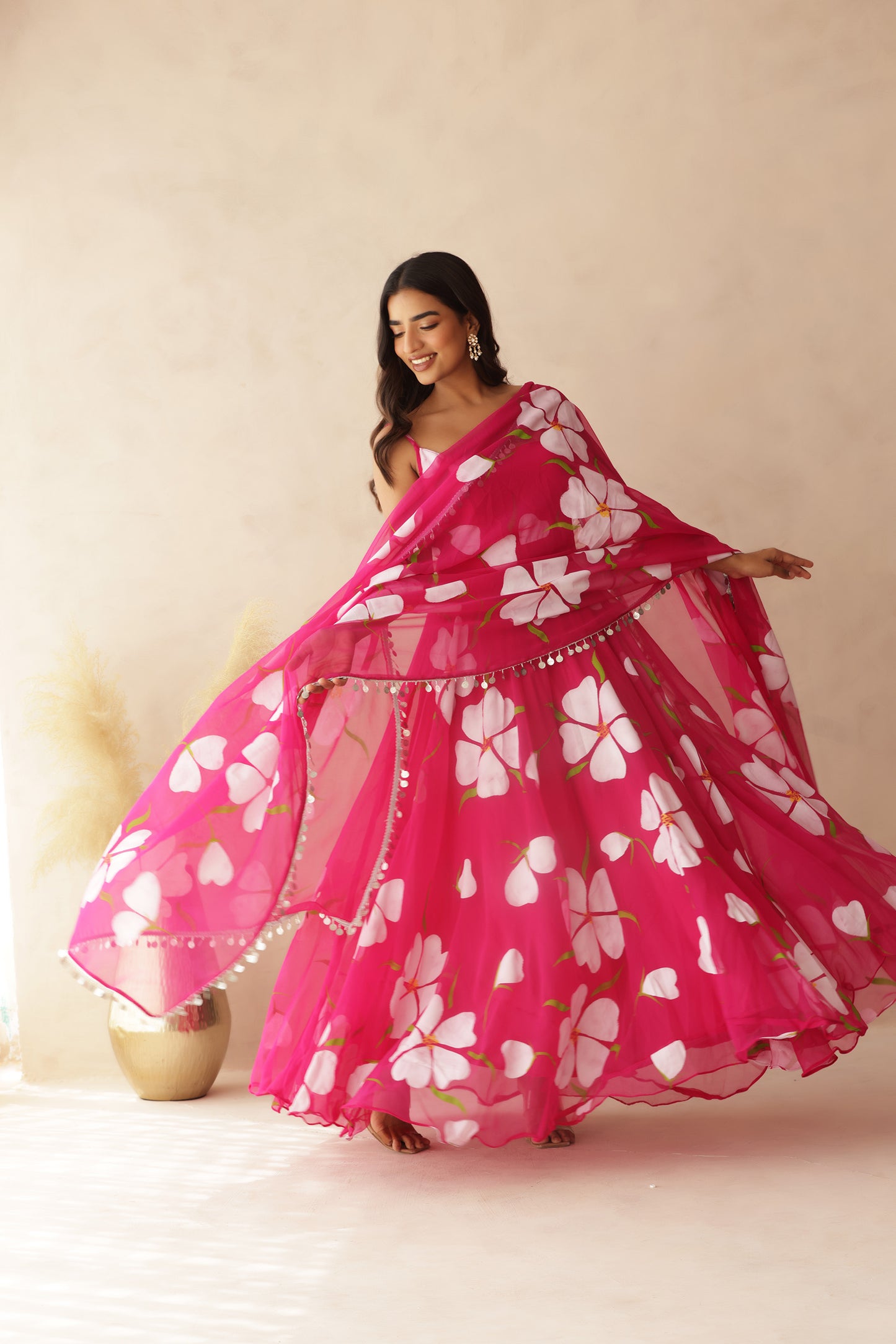 NAHAR PINK HANDPAINTED ANARKALI