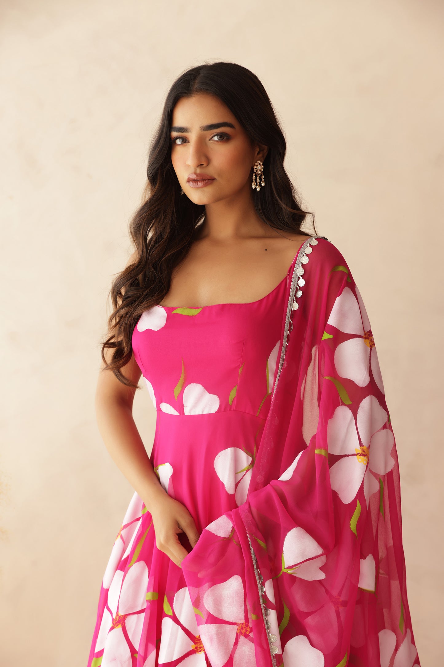 NAHAR PINK HANDPAINTED ANARKALI