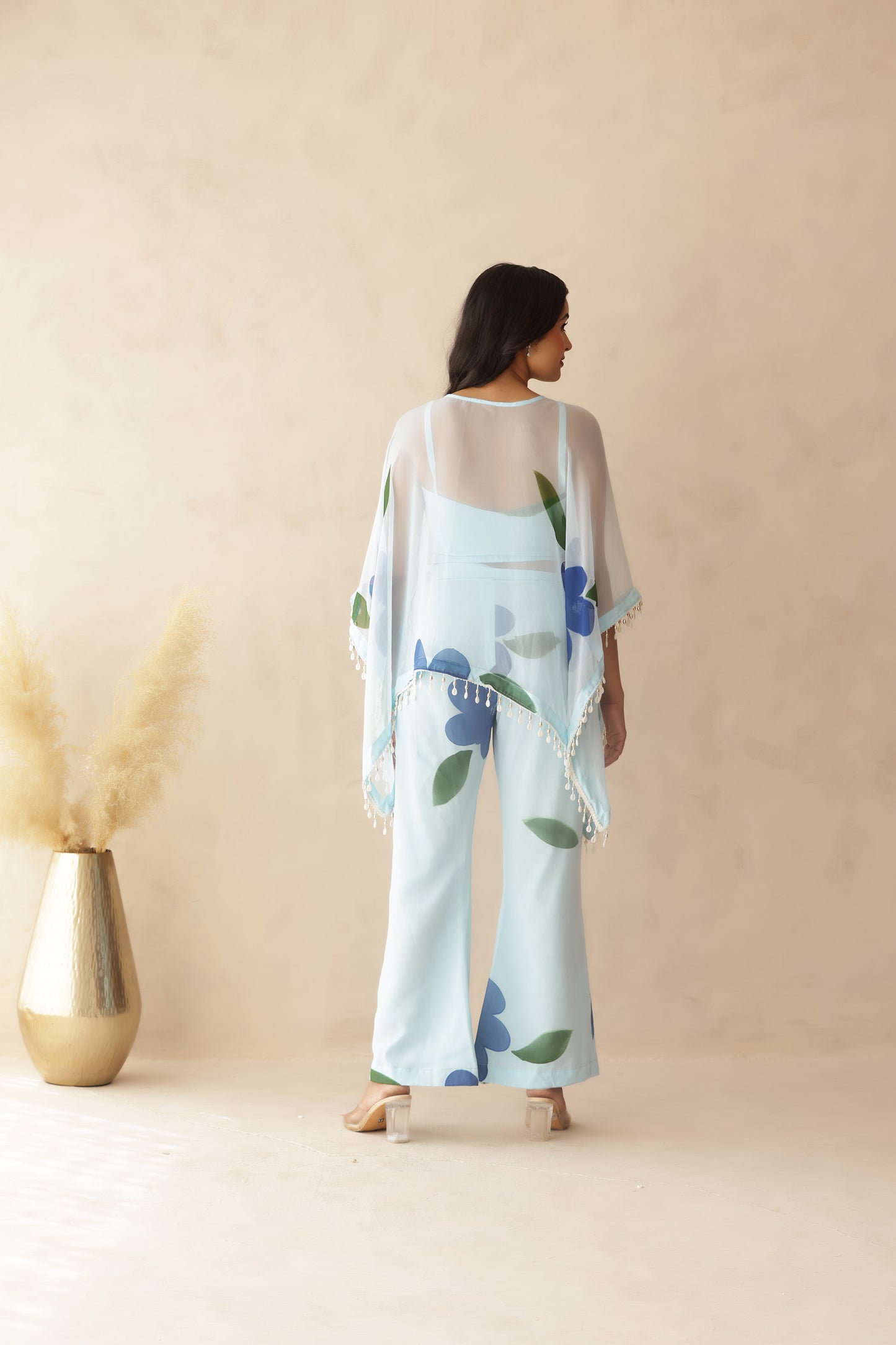 URVI BLUE HANDPAINTED CAPE FUSION SET