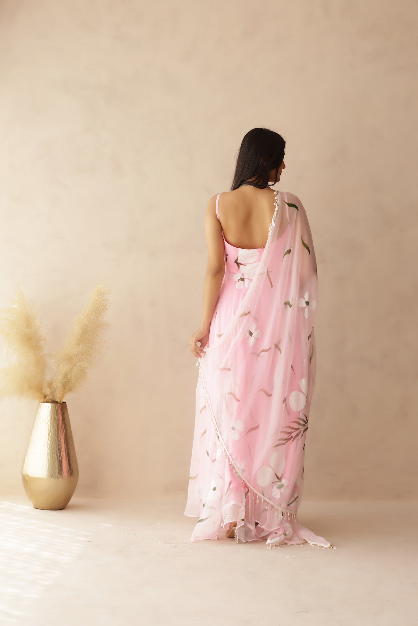 RAHI PINK HAND PAINTED ANARKALI