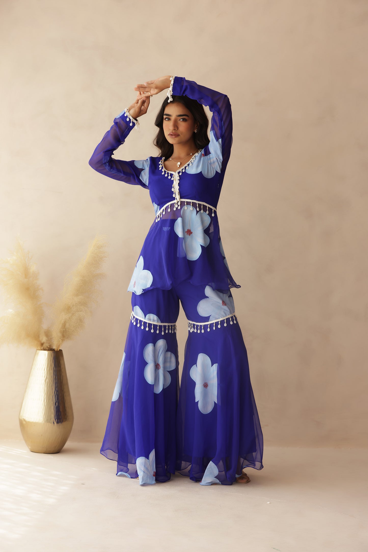 BHAVYA LAVENDER HANDPAINTED COORD SET