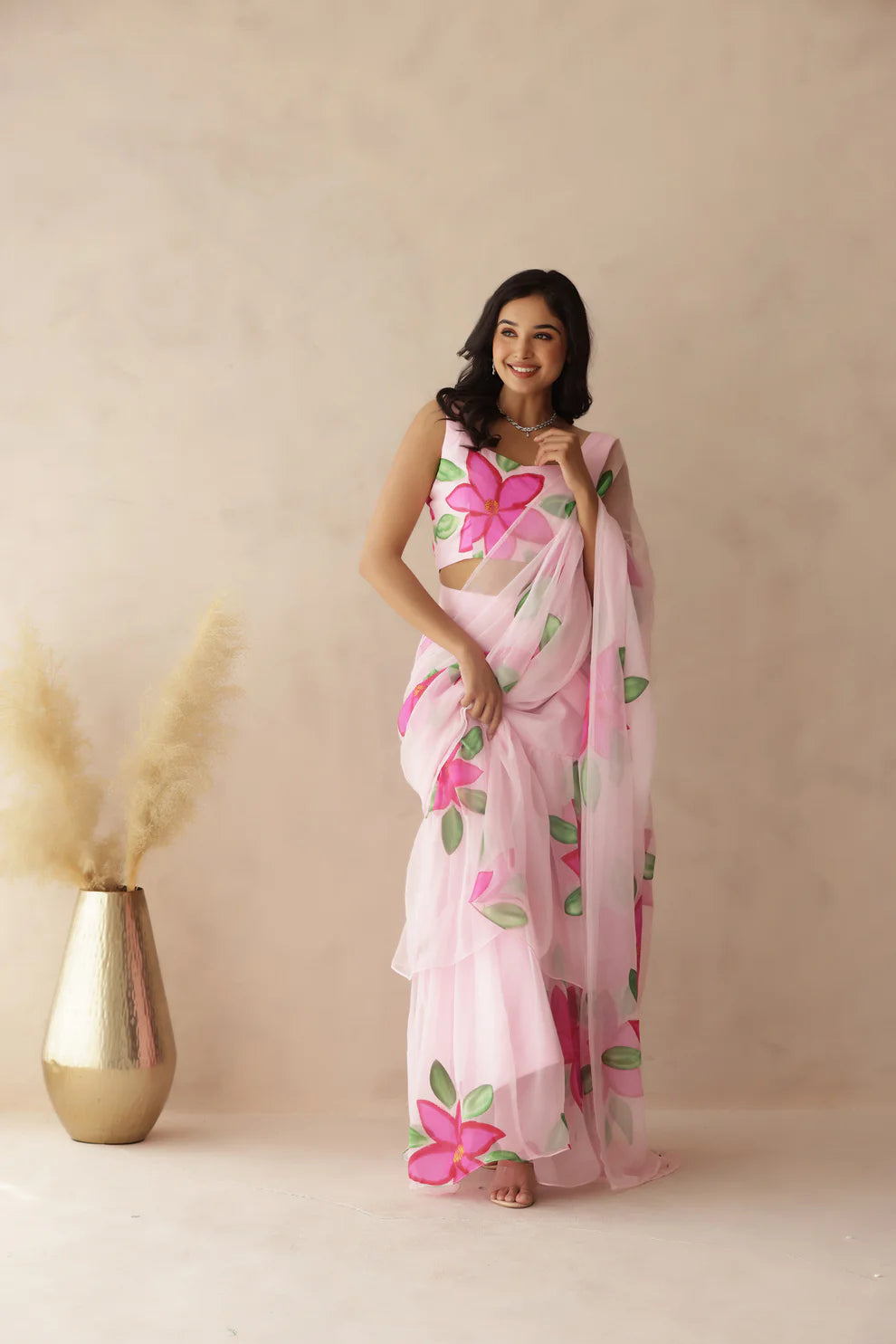 ESHANYA YELLOW HANDPAINTED SAREE