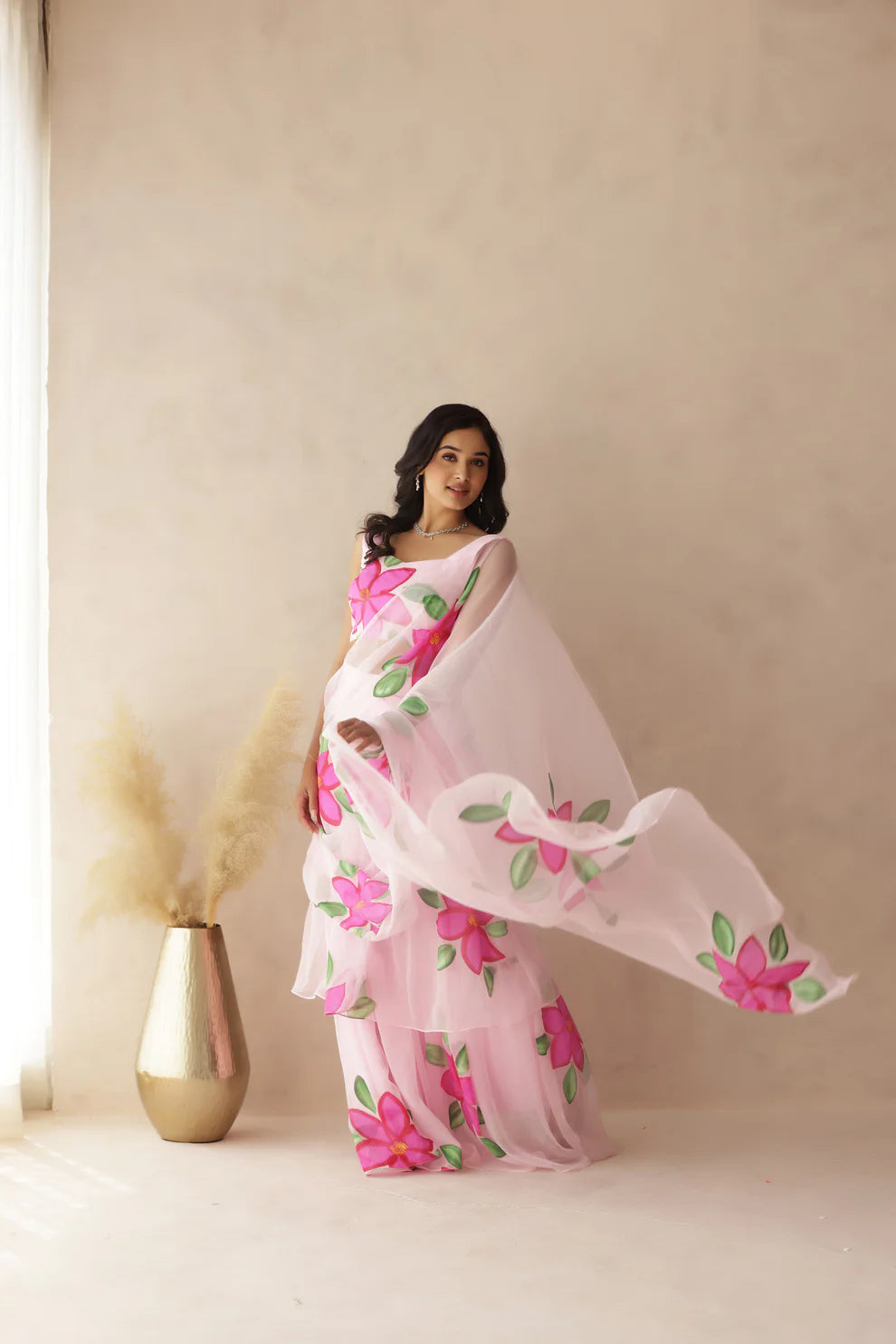 ESHANYA YELLOW HANDPAINTED SAREE