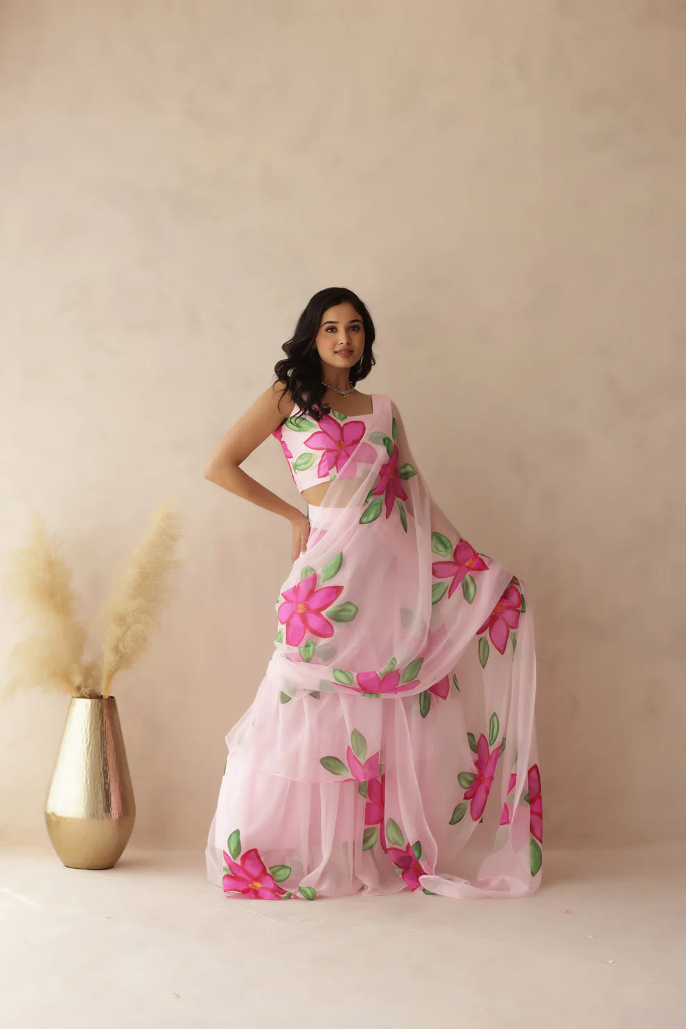 ESHANYA YELLOW HANDPAINTED SAREE