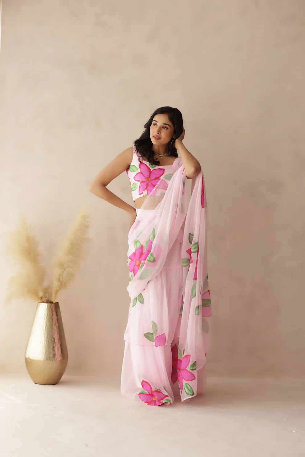 ESHANYA YELLOW HANDPAINTED SAREE