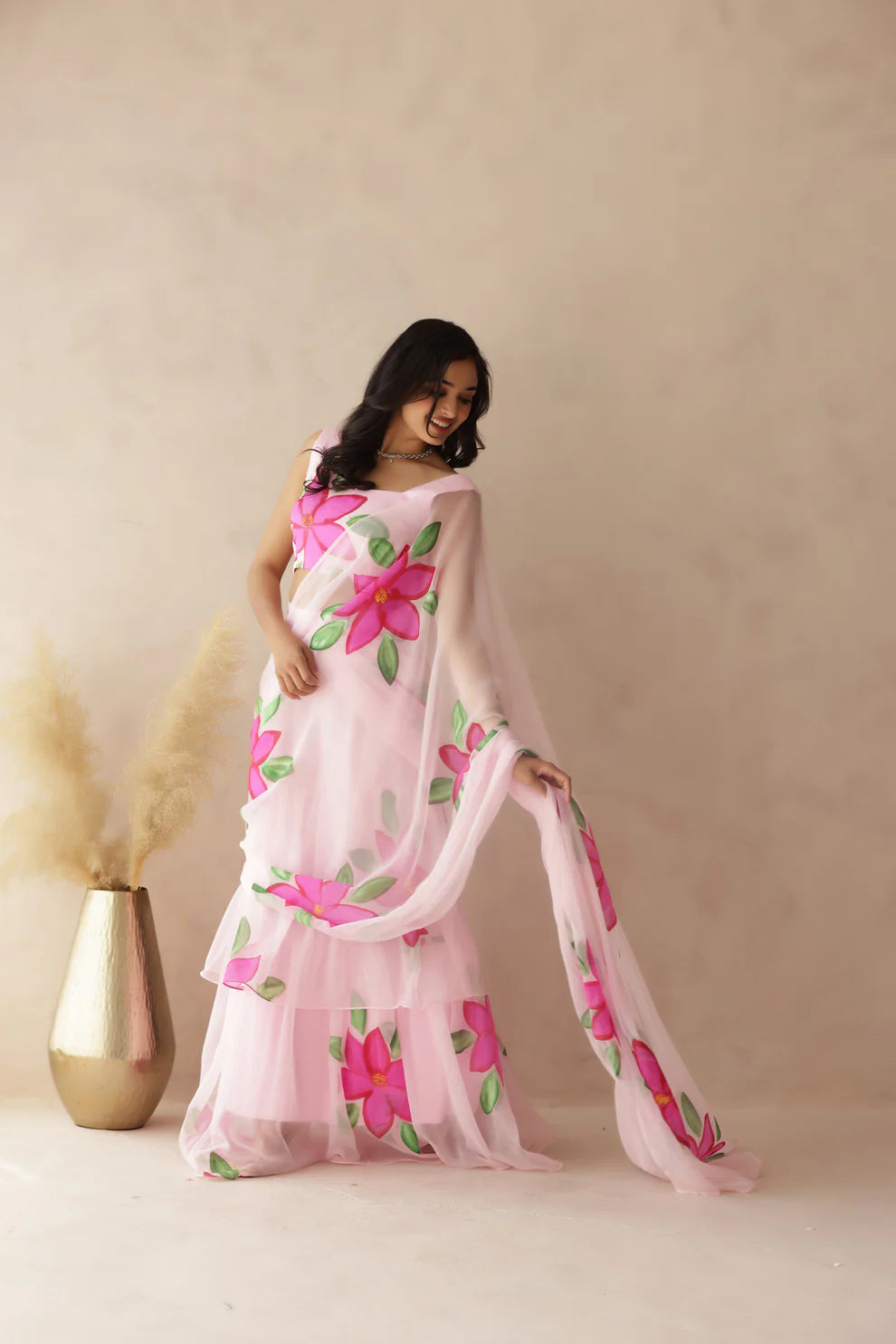 ESHANYA YELLOW HANDPAINTED SAREE