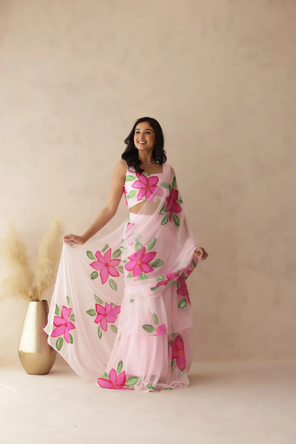ESHANYA YELLOW HANDPAINTED SAREE