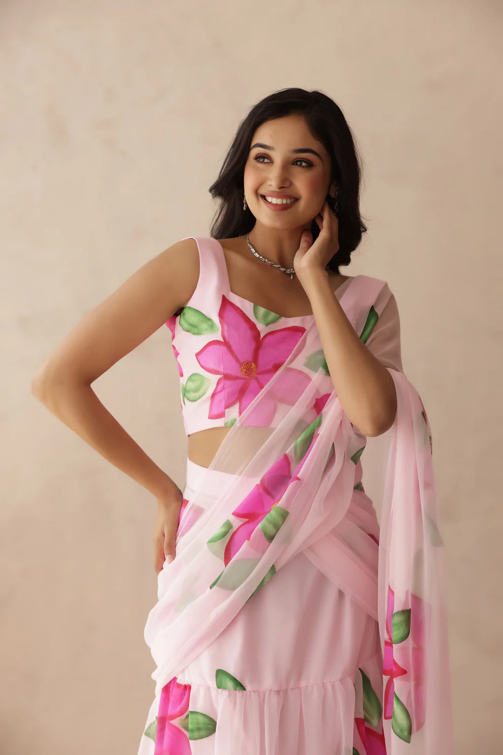 ESHANYA YELLOW HANDPAINTED SAREE