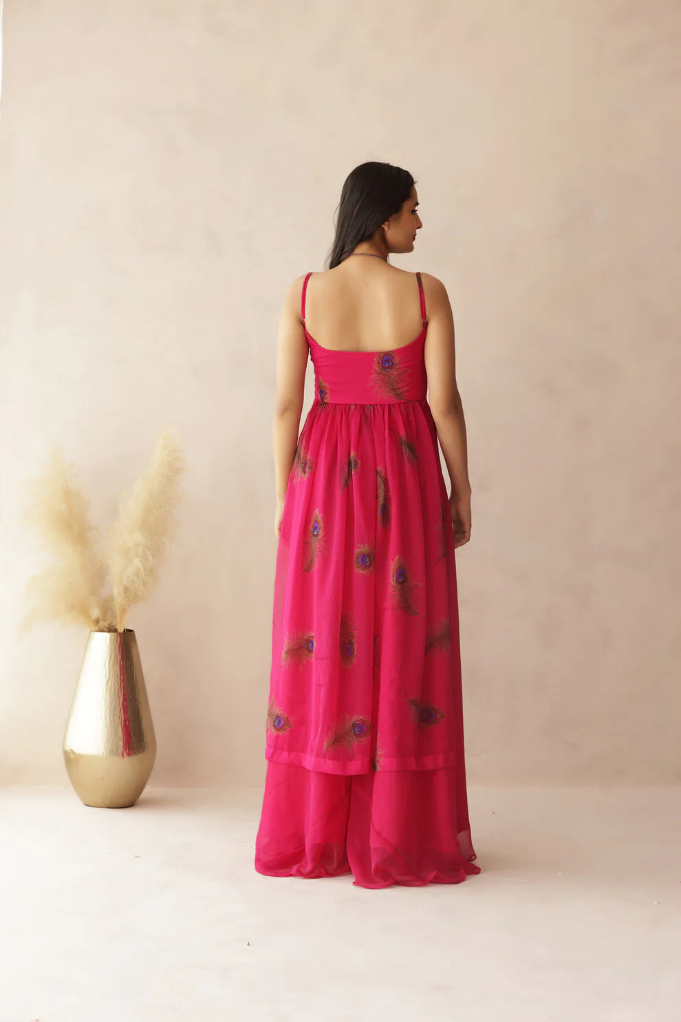 ADITI BLUE BANDHEJ STRAP KURTI PALAZZO SET