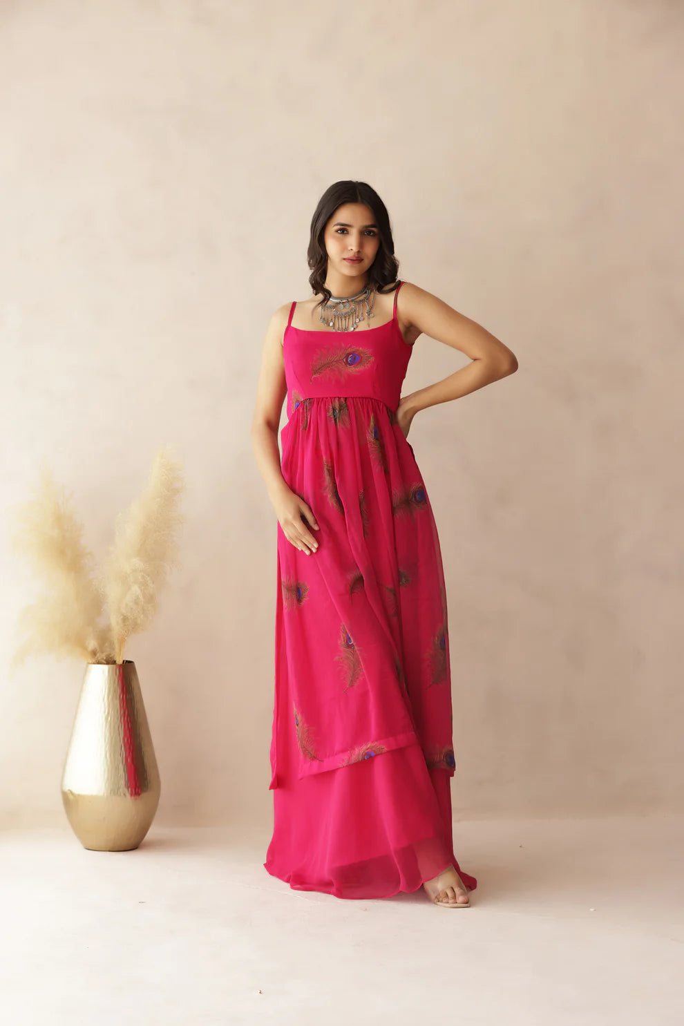 ADITI BLUE BANDHEJ STRAP KURTI PALAZZO SET