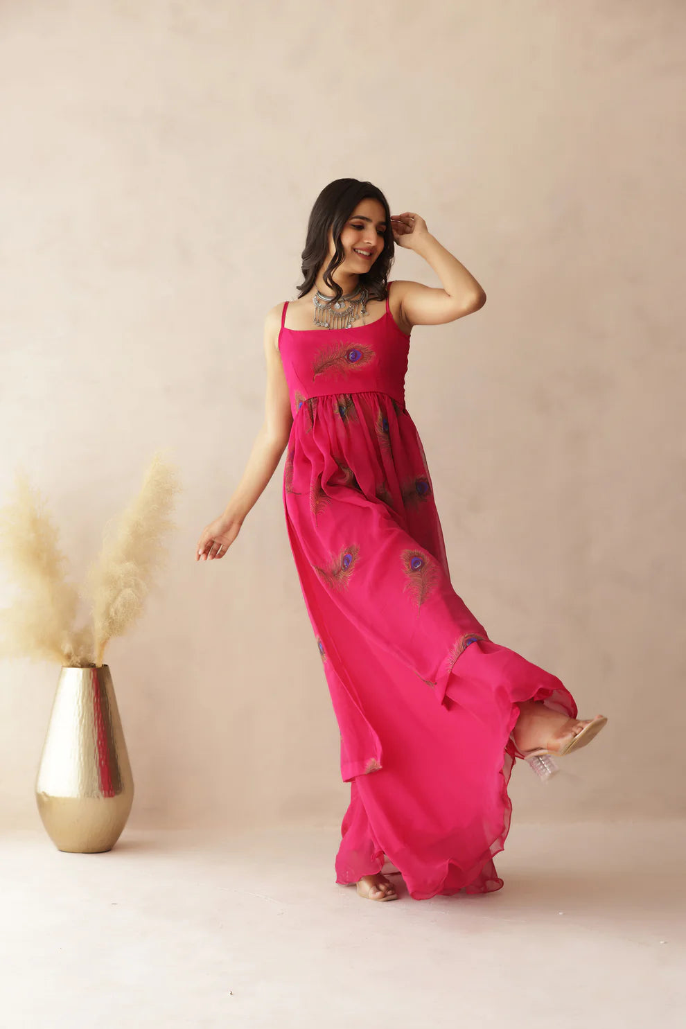 ADITI BLUE BANDHEJ STRAP KURTI PALAZZO SET