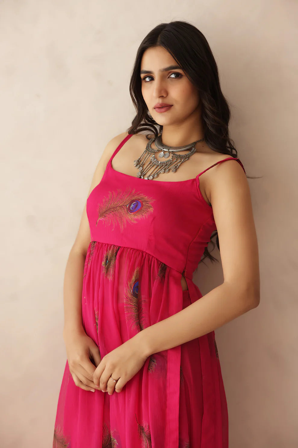 ADITI BLUE BANDHEJ STRAP KURTI PALAZZO SET