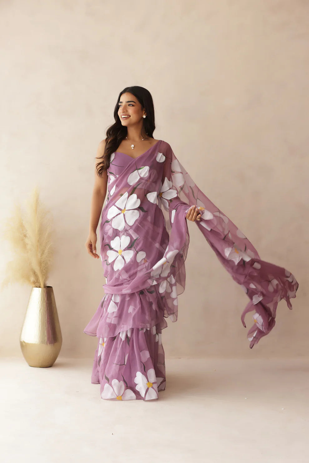 JIYA GREEN HANDPAINTED SAREE