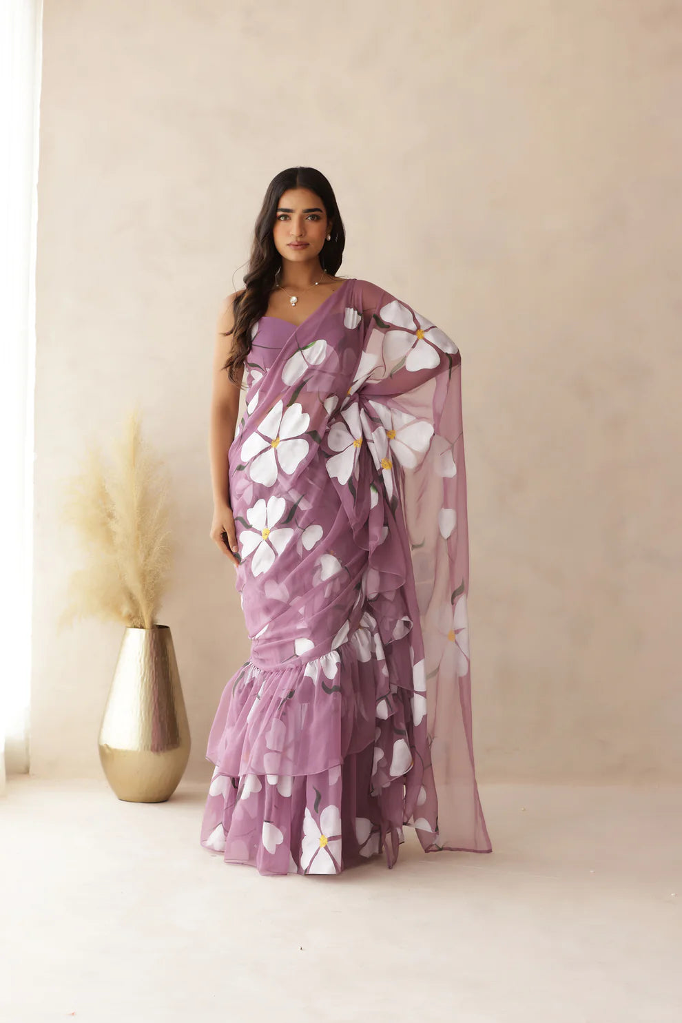 JIYA GREEN HANDPAINTED SAREE