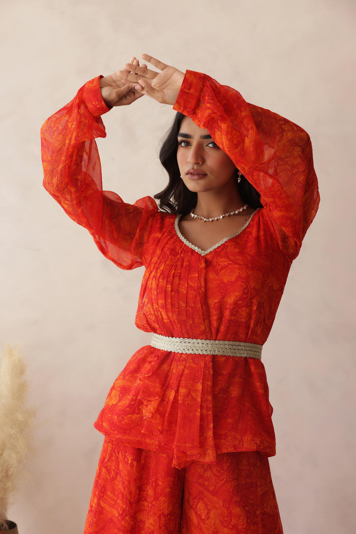 EHSAAS ORANGE FLORAL COORD SET