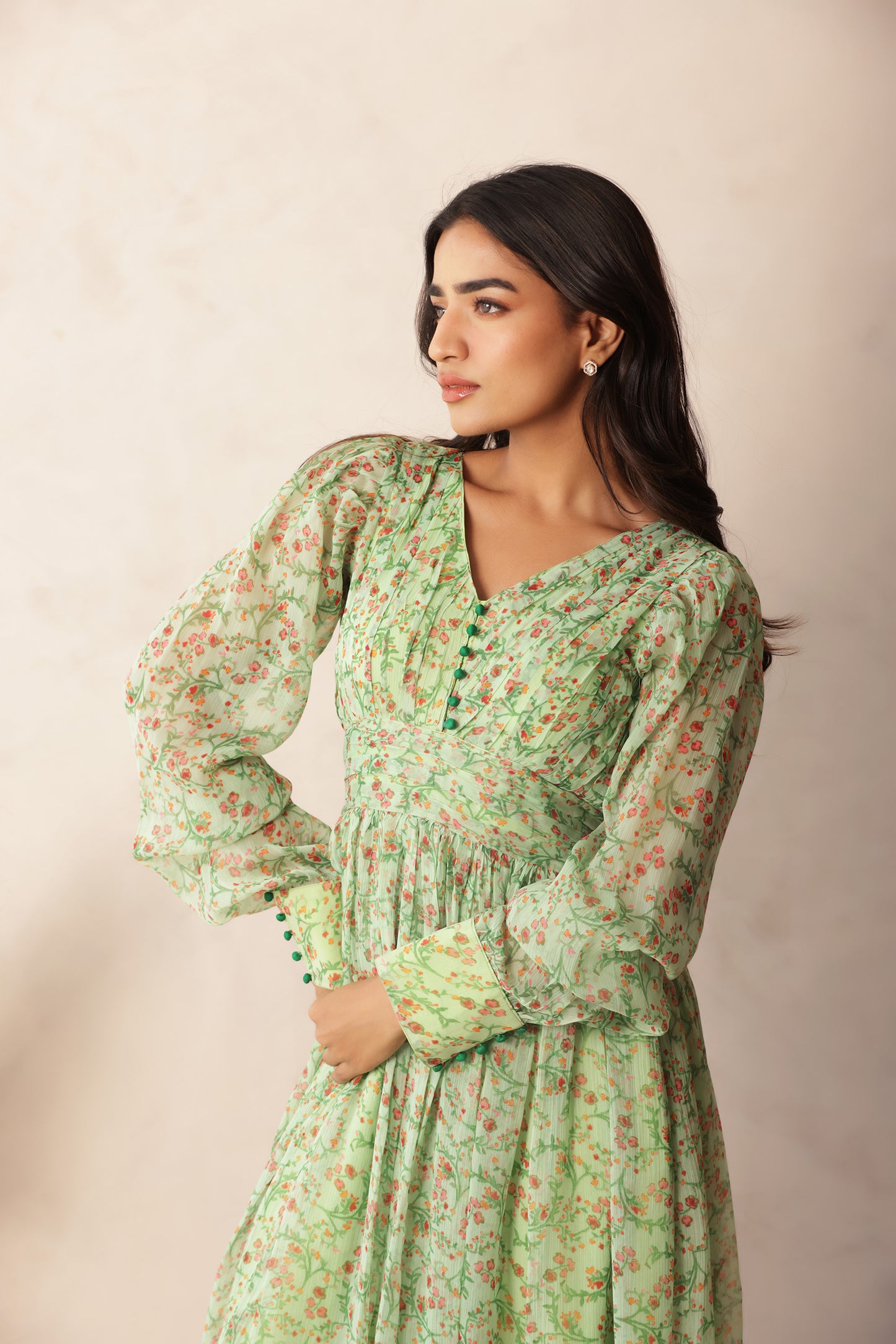 GRACE GREEN FLORAL DRESS