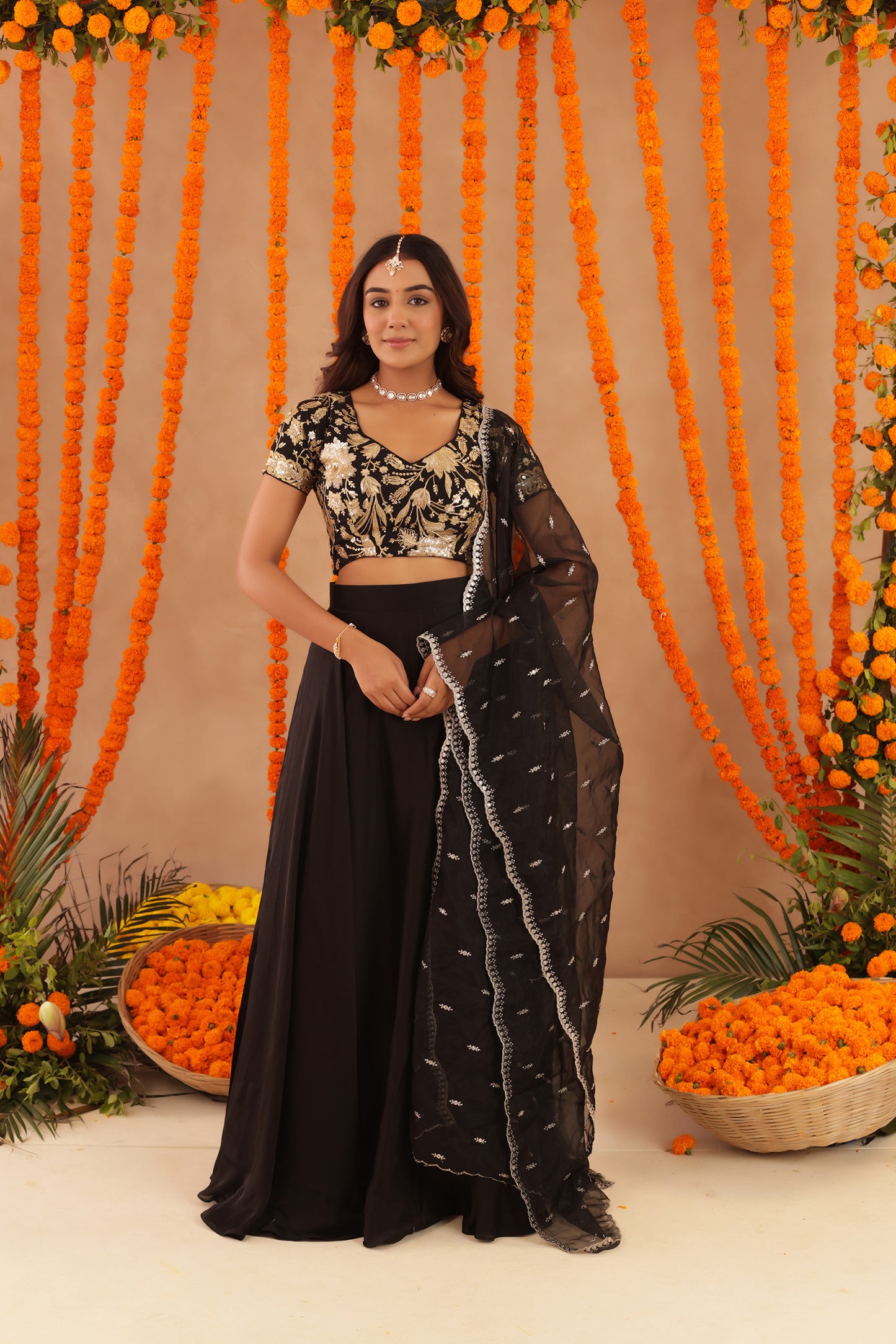 ISHARA BLACK DETAILED LEHENGA SET